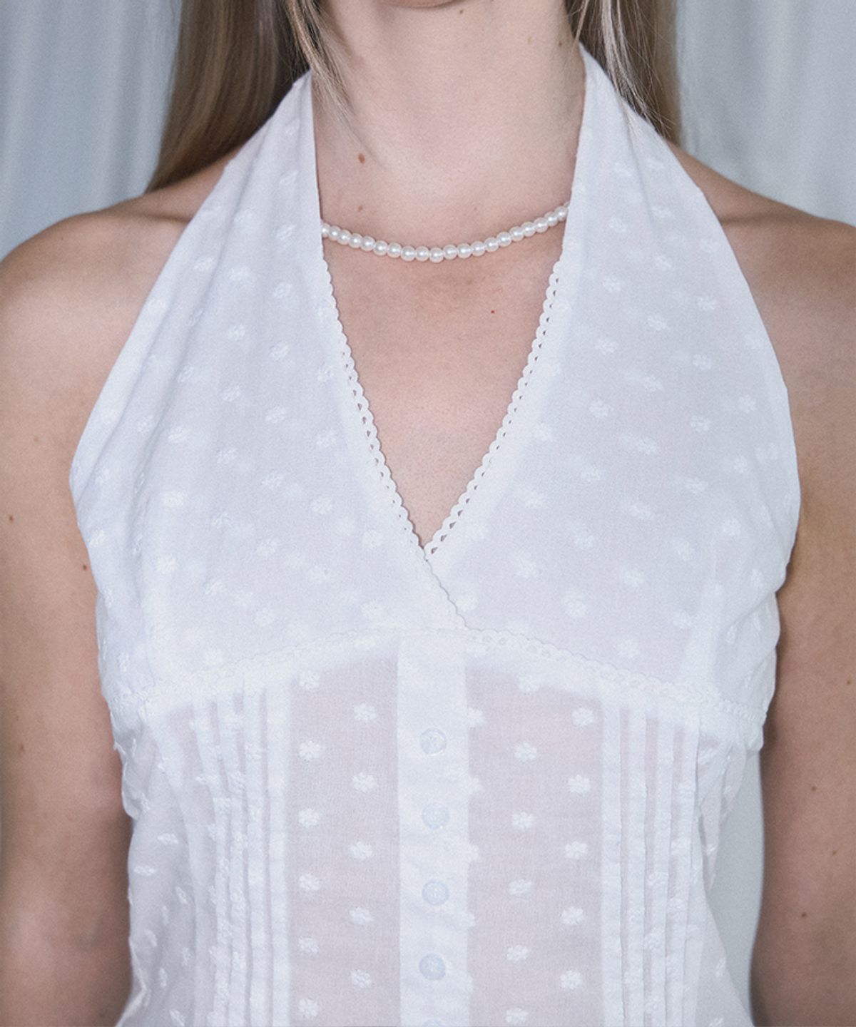 로제프란츠(ROSEFRANTZ) Flower Halter Blouse [White]