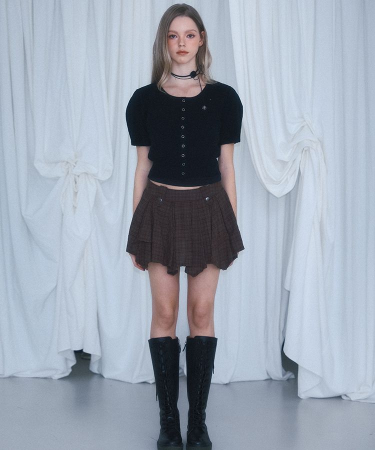 Rose Frantz ♥ Check Drop Mini Skirt /追跡付 로제프란츠(ROSEFRANTZ) Check Drop Mini Skirt [Brown