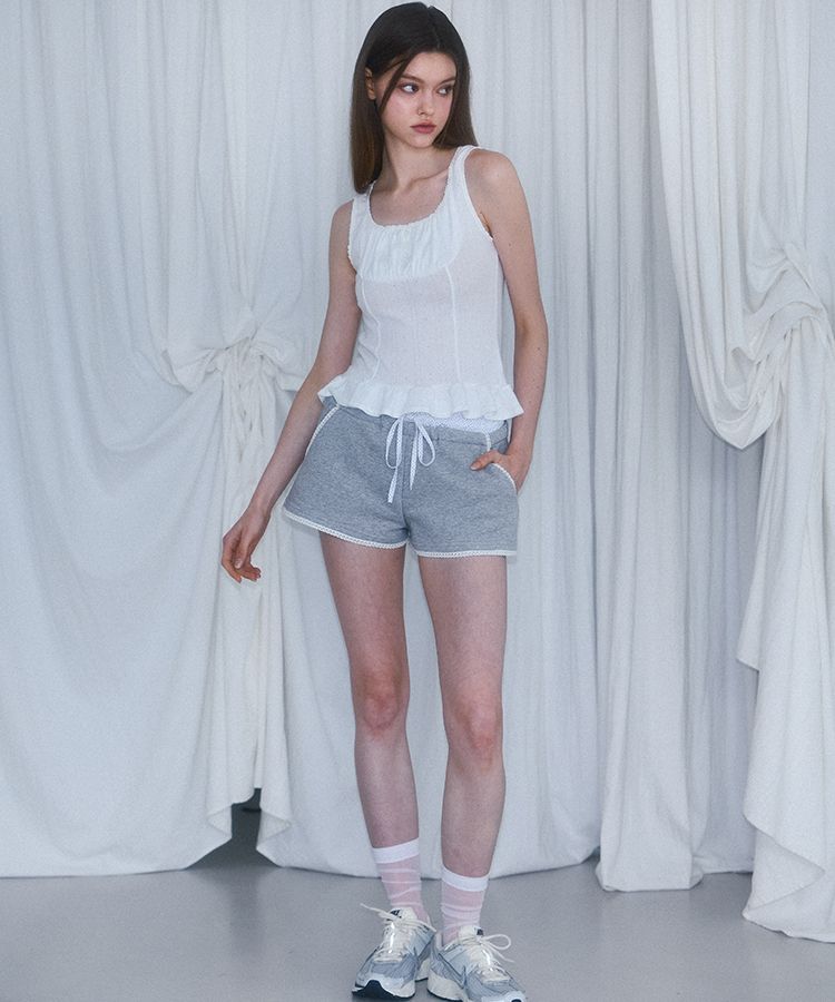 ★Rose Frantz★ Dot Layered Shorts (2色) MUSINSA公式 | ROSÉ FRANTZ Dot Layered Shorts [Gray]
