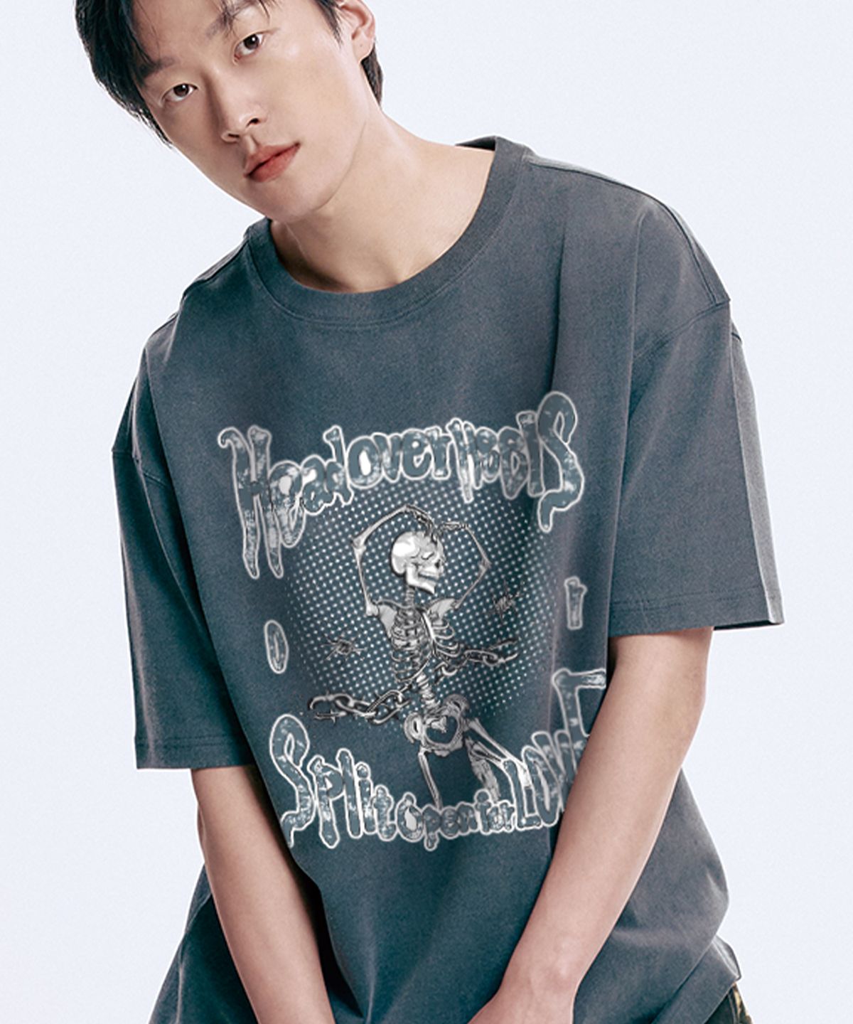 와일드락(WILDROCK) Wild 헤드 오버 힐 피그먼트 오버핏 반팔 티셔츠_5 COL