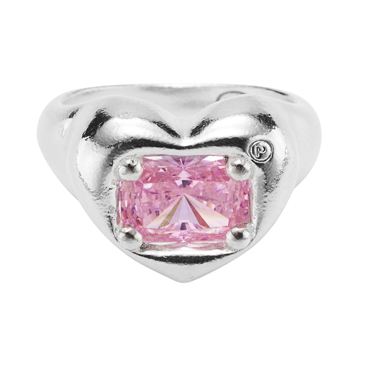 피코먼트(PICOMENT) #006 Heart Square Cubic Zirconia Ring _ Pink