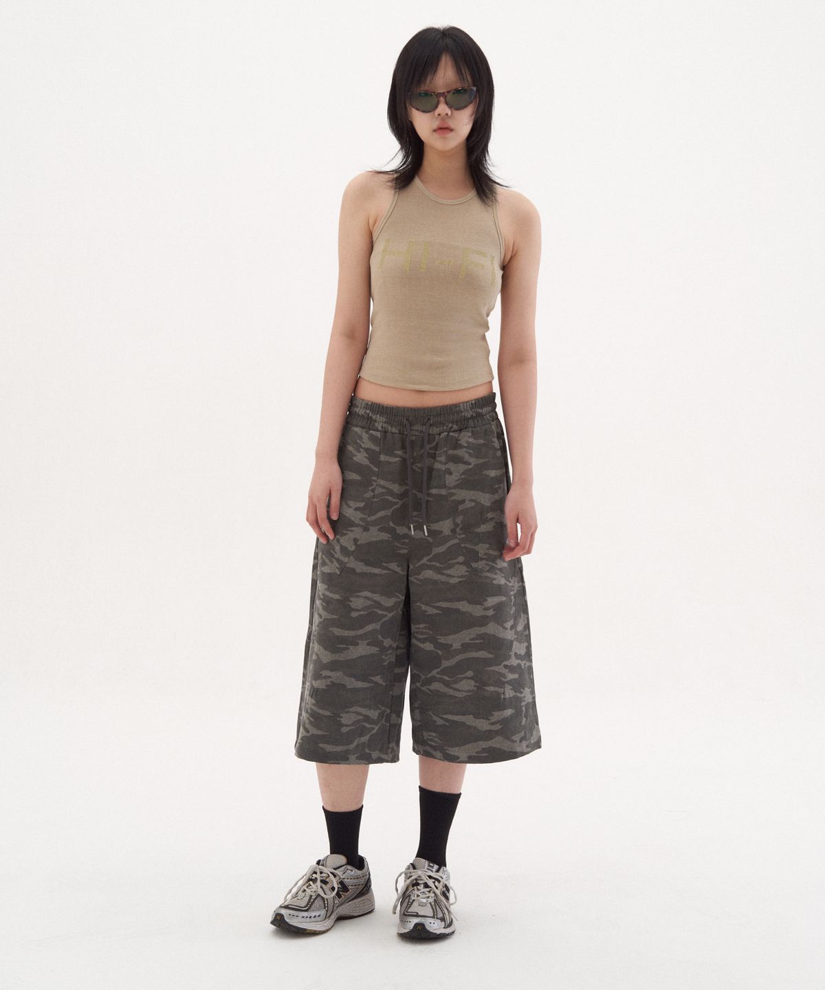 하이파이 사운드 레퍼런스(HIFI SOUND REFERENCE) 카모 하프 팬츠, 카키