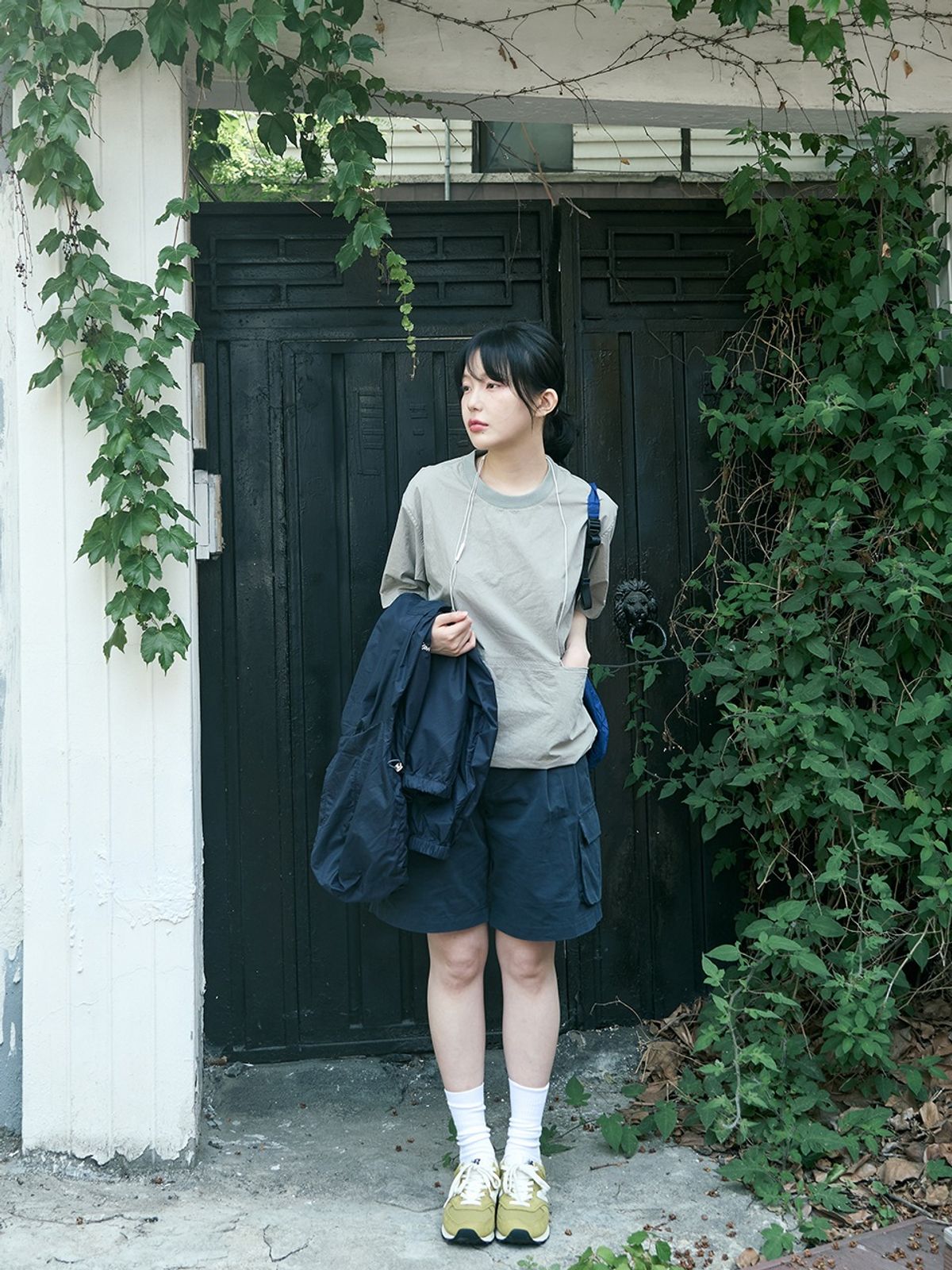 해브해드(HAVEHAD) 유틸리티 핀턱 카고 쇼츠(네이비)