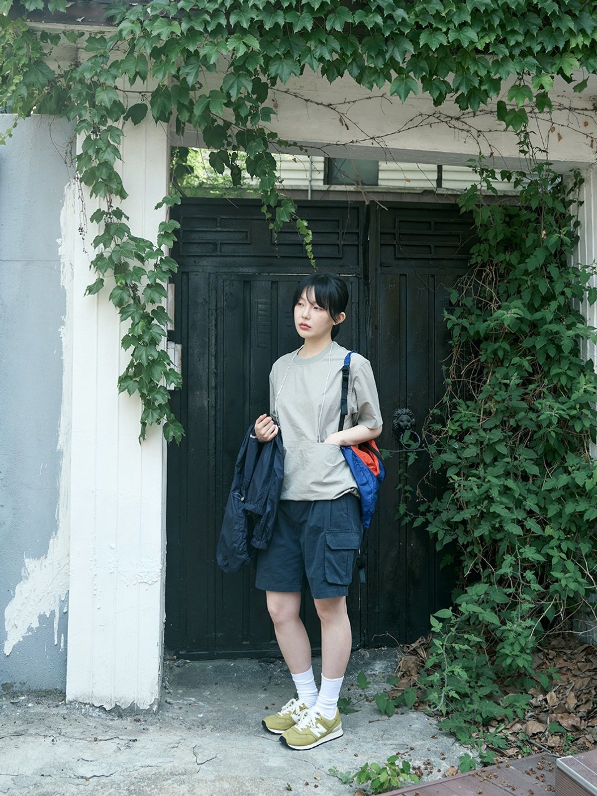 해브해드(HAVEHAD) 유틸리티 핀턱 카고 쇼츠(네이비)