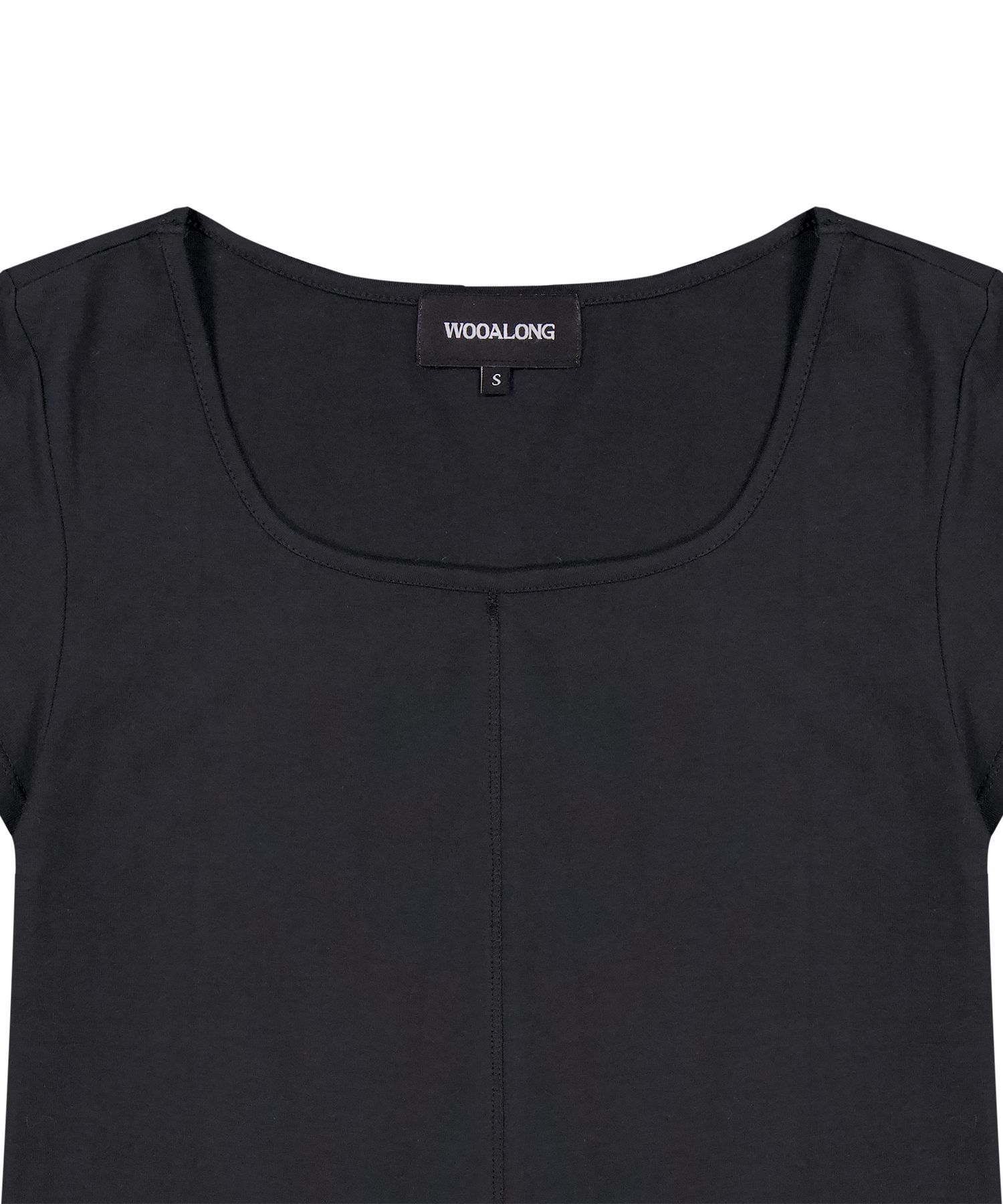 [WOOALONG]★25SS★韓国人気★Skin Soft Square Neck T-shirt MUSINSA | WOOALONG Skin Soft Square Neck T-shirt - DEEP BLACK