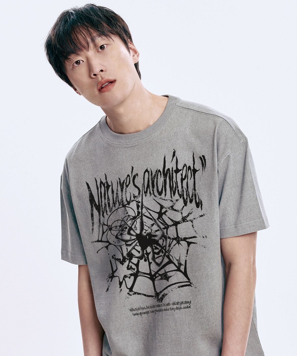 와일드락(WILDROCK) Wild 스파이더웹 피그먼트 오버핏 반팔 티셔츠_7 COL