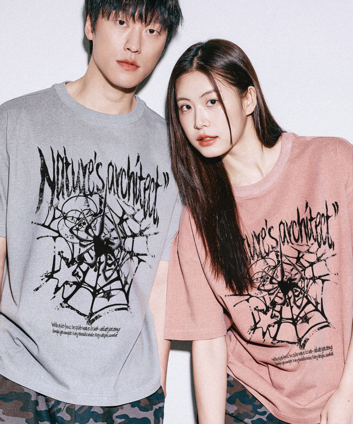 와일드락(WILDROCK) Wild 스파이더웹 피그먼트 오버핏 반팔 티셔츠_7 COL