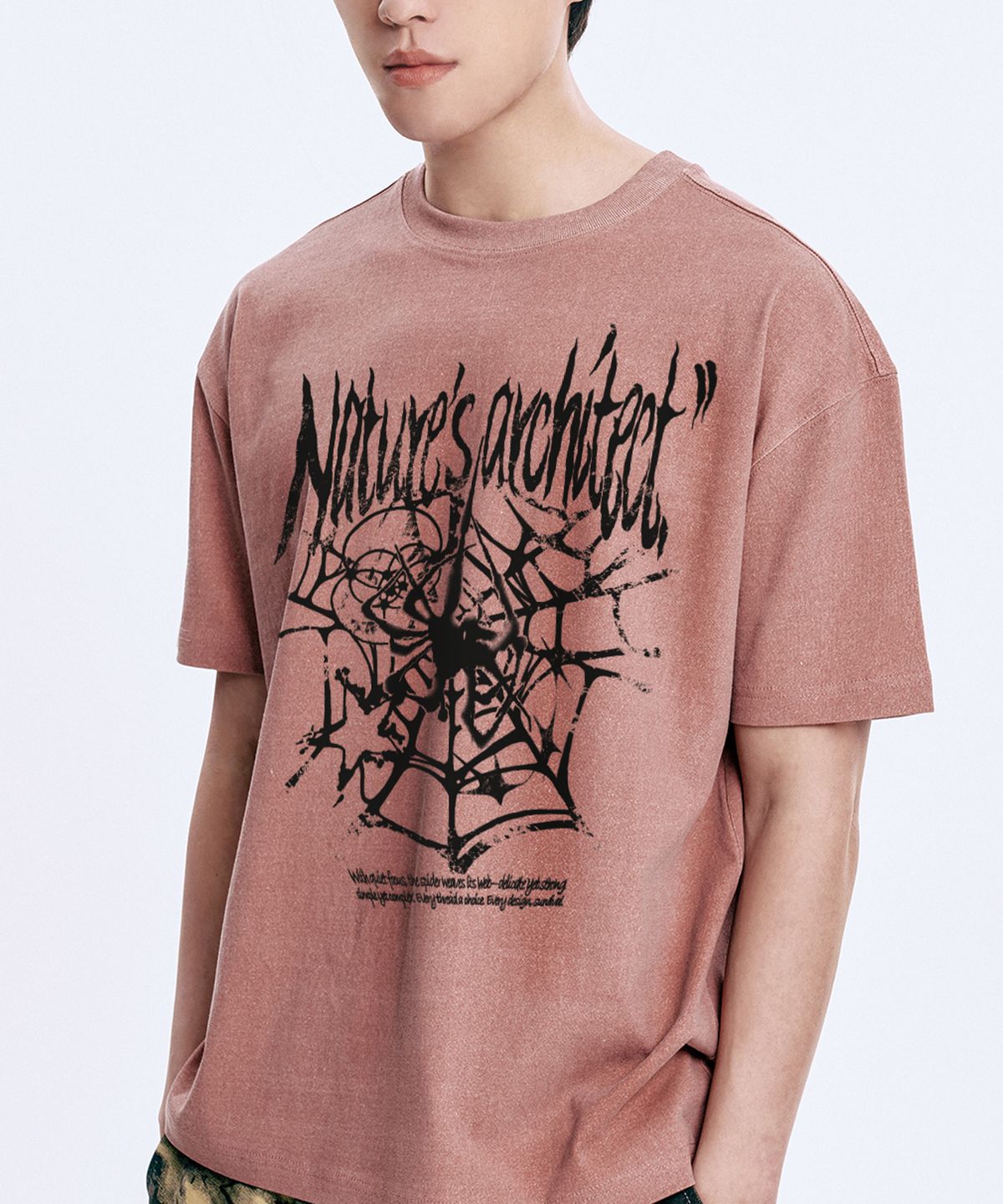 와일드락(WILDROCK) Wild 스파이더웹 피그먼트 오버핏 반팔 티셔츠_7 COL
