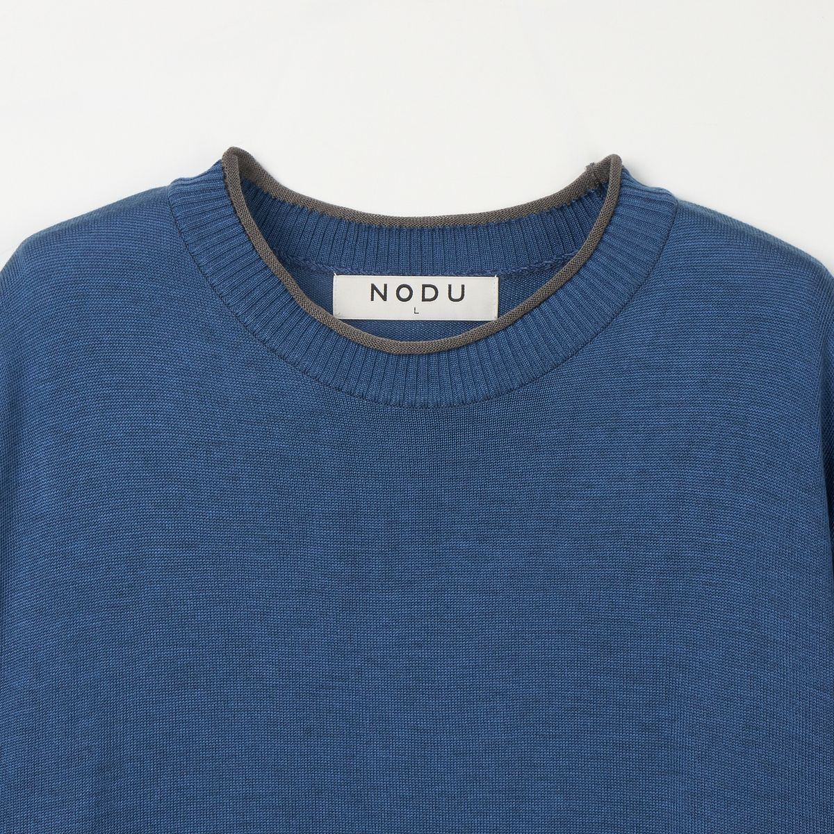 노드유(NODU) 넥포인팅 반팔 니트 [블루]