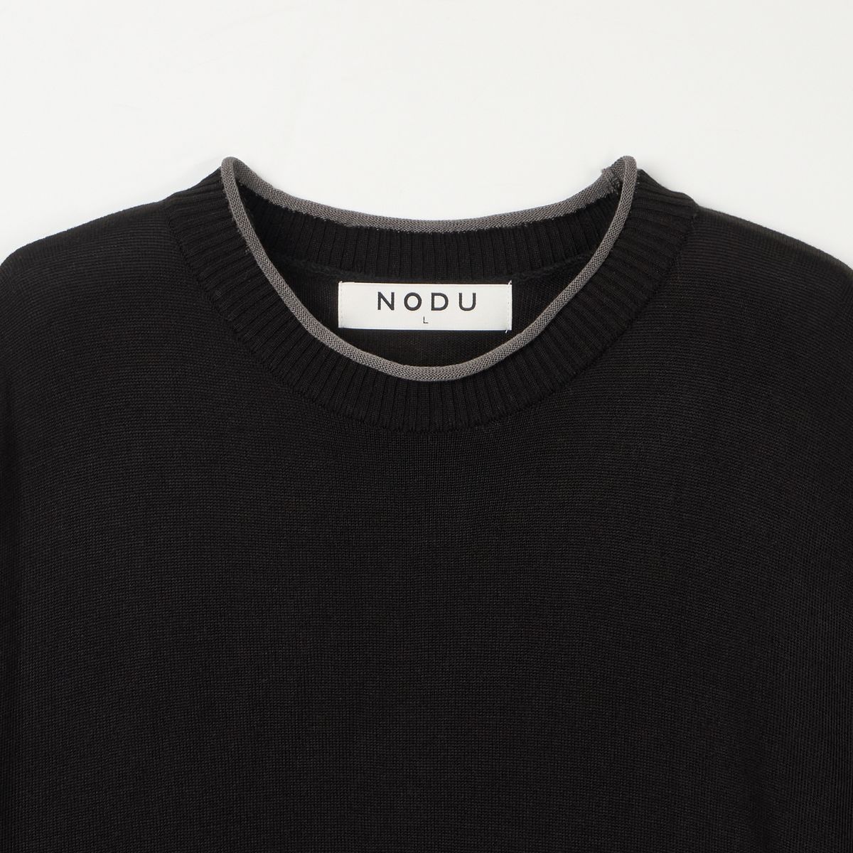 노드유(NODU) 넥포인팅 반팔 니트 [블랙]