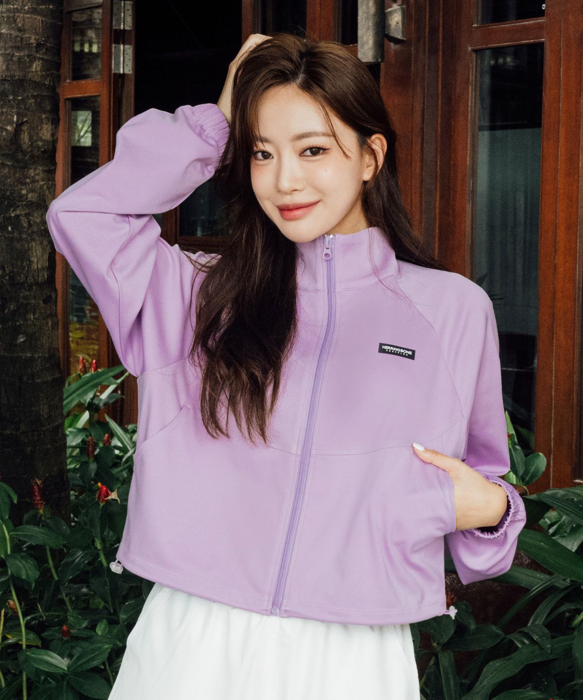 헤링본(HERRINGBONE) 여성 집업 래쉬가드 루즈핏 크롭 비치웨어 상의 (3color) / RI382W