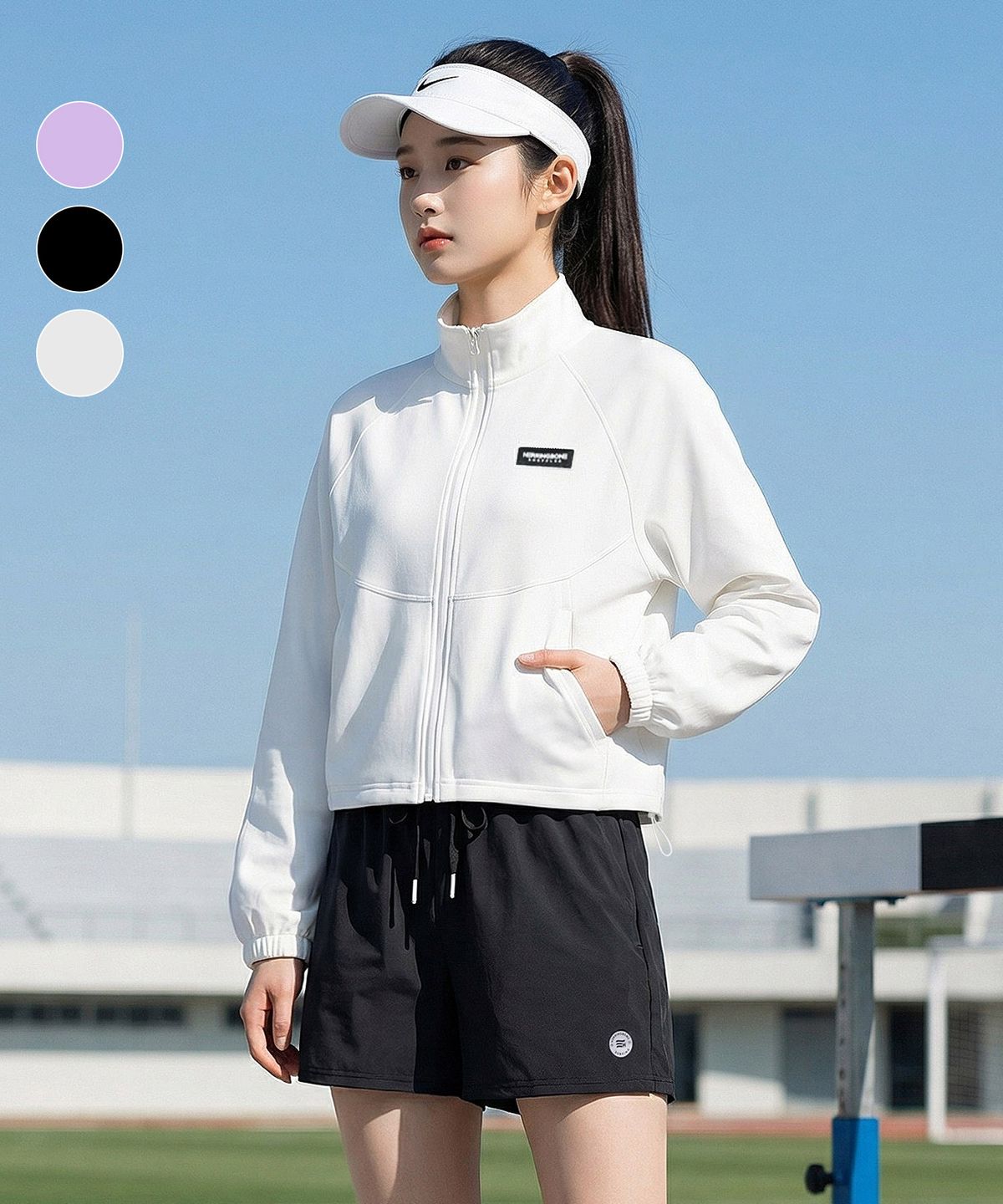 헤링본(HERRINGBONE) 여성 집업 래쉬가드 루즈핏 크롭 비치웨어 상의 (3color) / RI382W