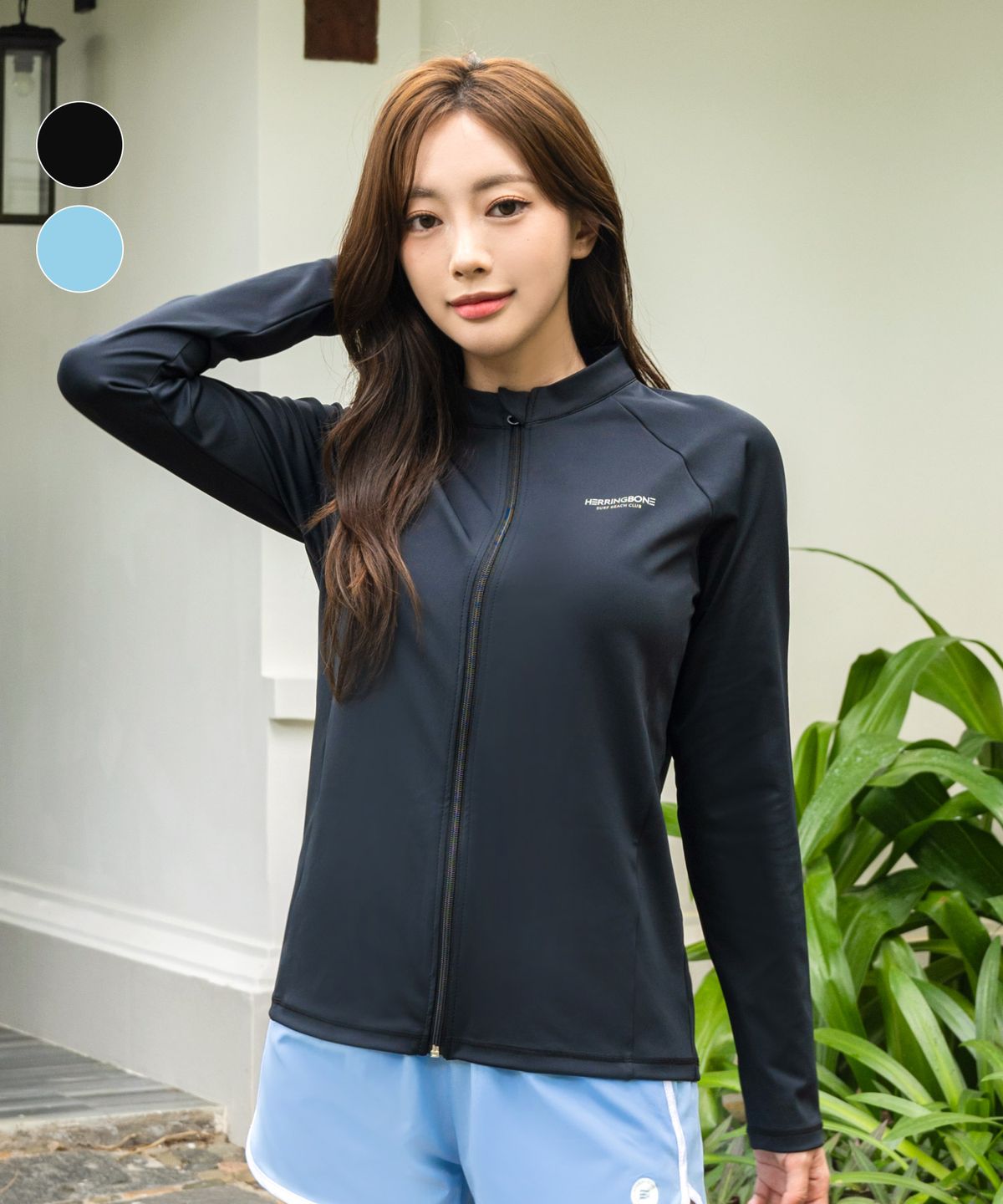 헤링본(HERRINGBONE) 여성 집업 래쉬가드 루즈핏 비치웨어 상의 (2color) / RI383W