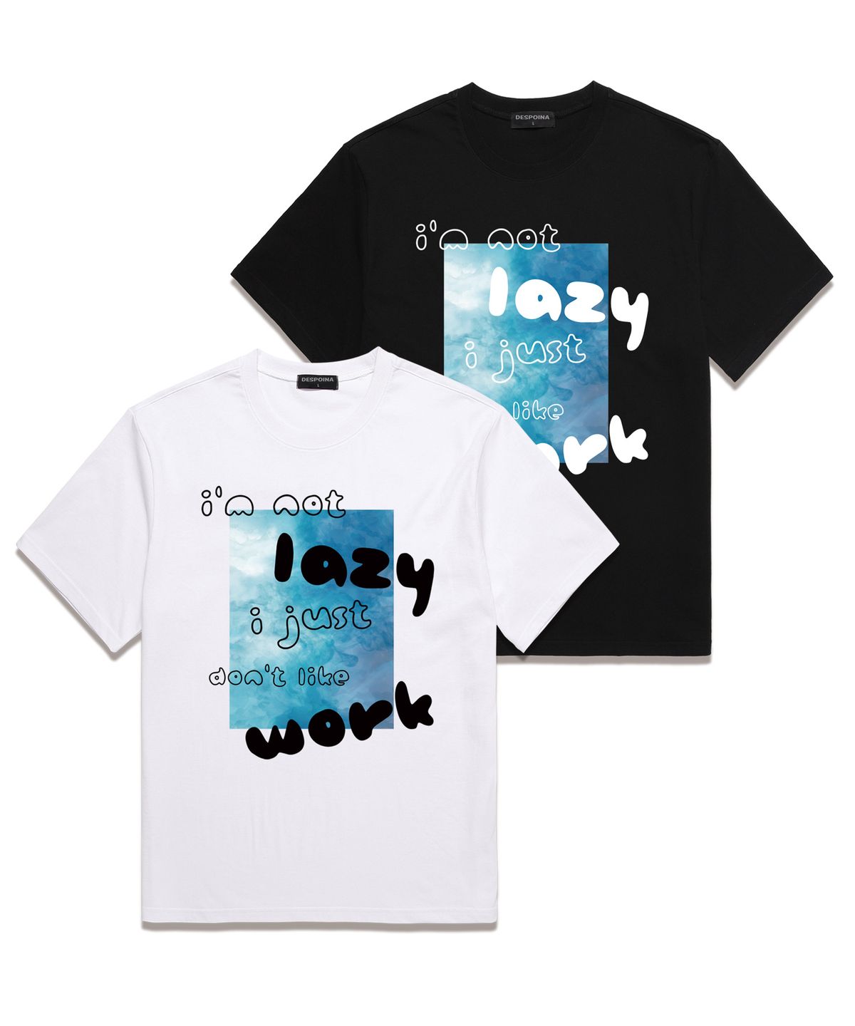 우즈(OUSE) NOT LAZY 오버핏 반팔 티셔츠 (DS024) 화이트