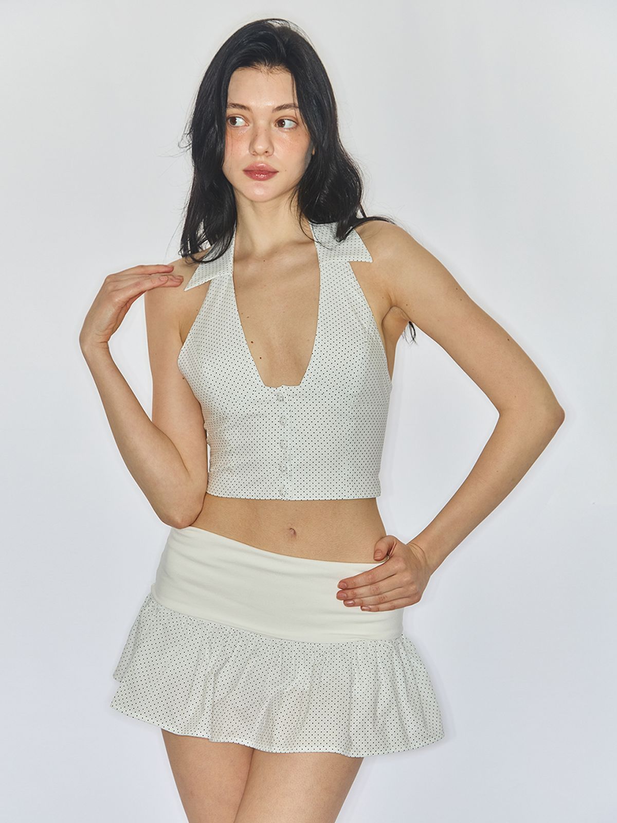 유히리(YUHEELEE) SHIRRING MINI SKORT / IVORY