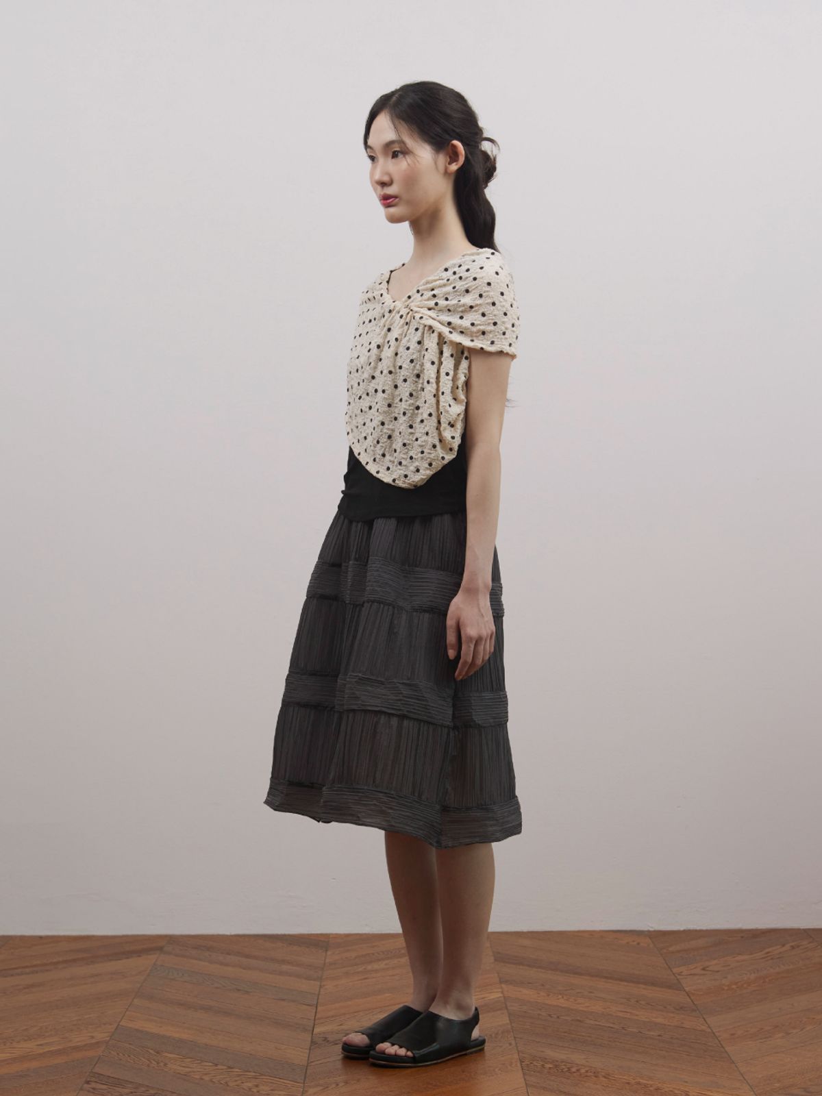 피브스피브스(PEEVES PEEVES) Dot Drape Sleeveless / Beige