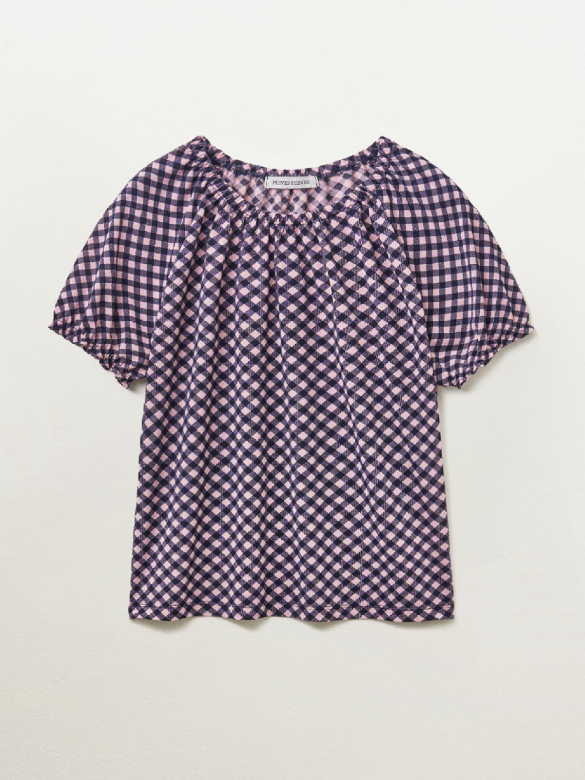 피브스피브스(PEEVES PEEVES) Shirred Check Top / Pink