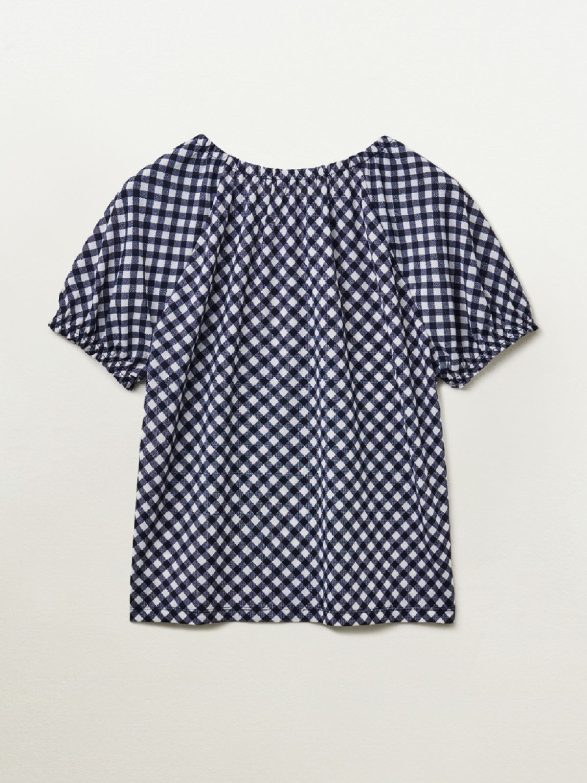 피브스피브스(PEEVES PEEVES) Shirred Check Top / Navy