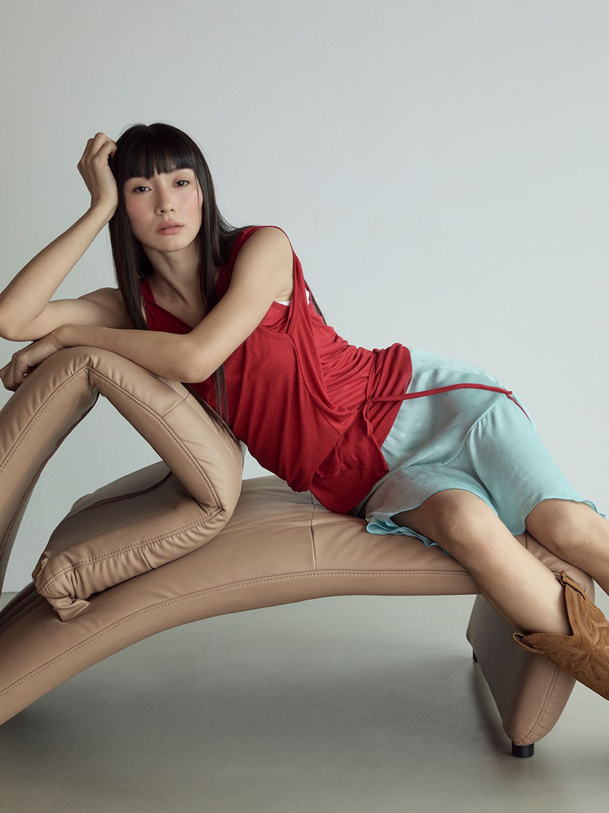 비수스(VISUS) Layered Sleeveless Top_True Red
