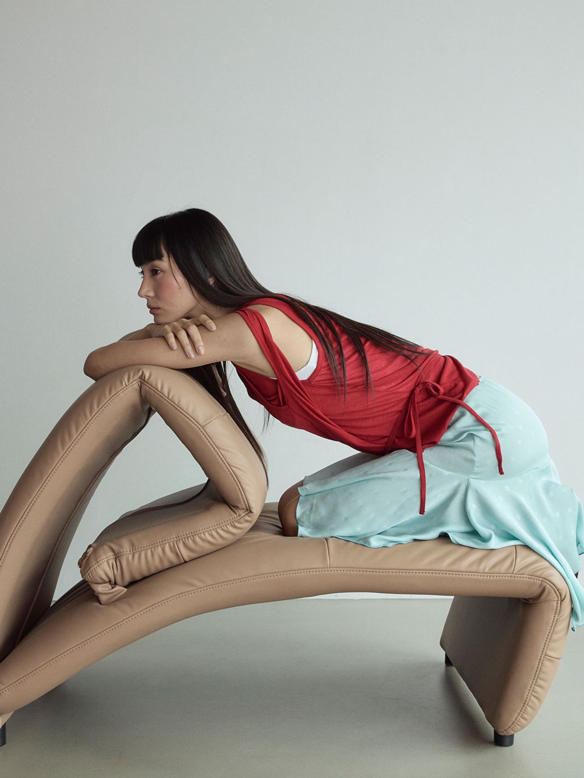 비수스(VISUS) Layered Sleeveless Top_True Red