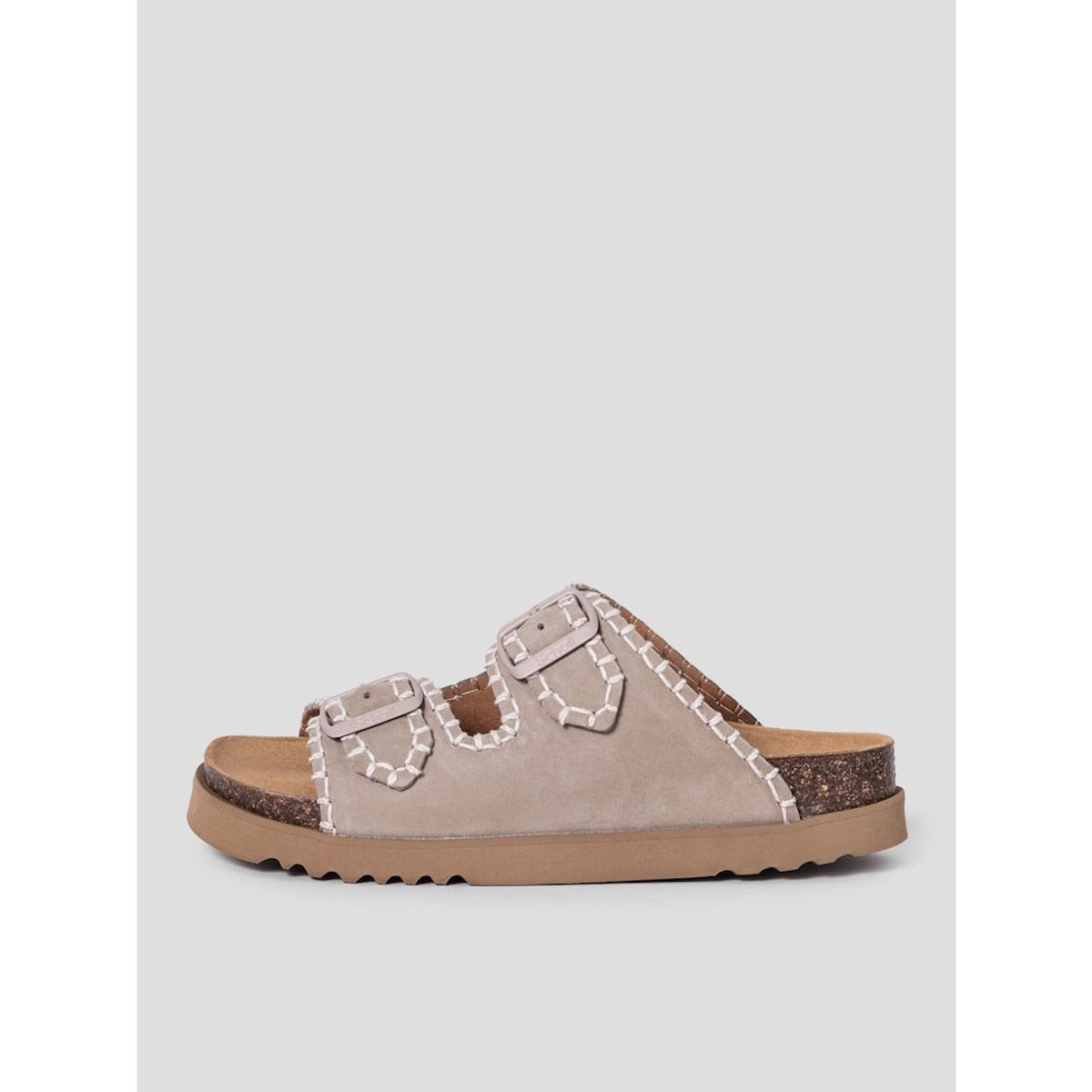 숄(SCHOLL) (WOMEN) 스티치 투스트랩 코르크 샌들  옐로이시 브라운 (HH54K2C20B)