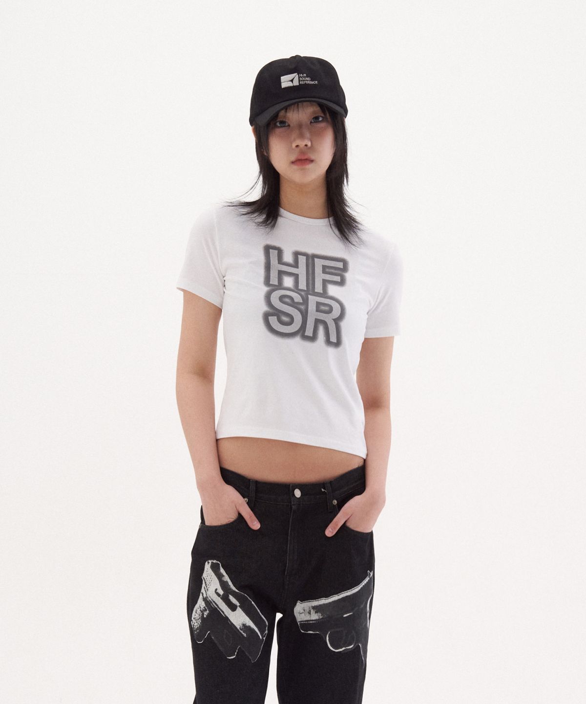 하이파이 사운드 레퍼런스(HIFI SOUND REFERENCE) HFSR 로고 티셔츠, 화이트