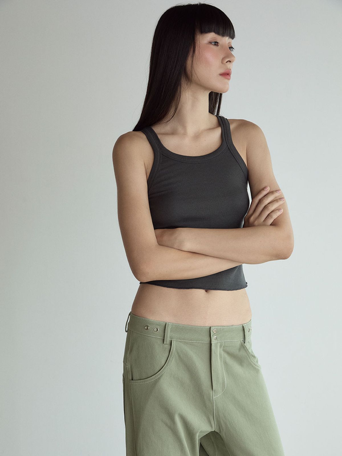 비수스(VISUS) Cotton Sleeveless Top_Charcoal