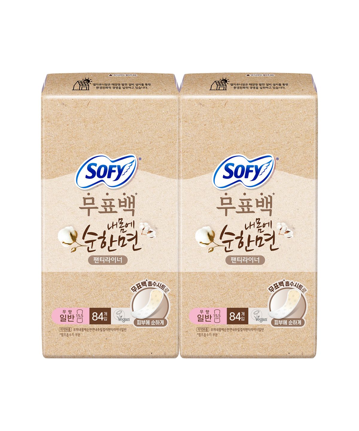 쏘피(SOFY) 순한면 무표백 속커버 라이너 x 2팩 (일반/롱)
