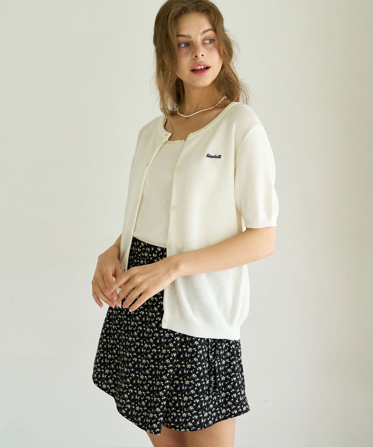 슬로우롤리(SLOWLOLLI) Flower mini wrap skirt