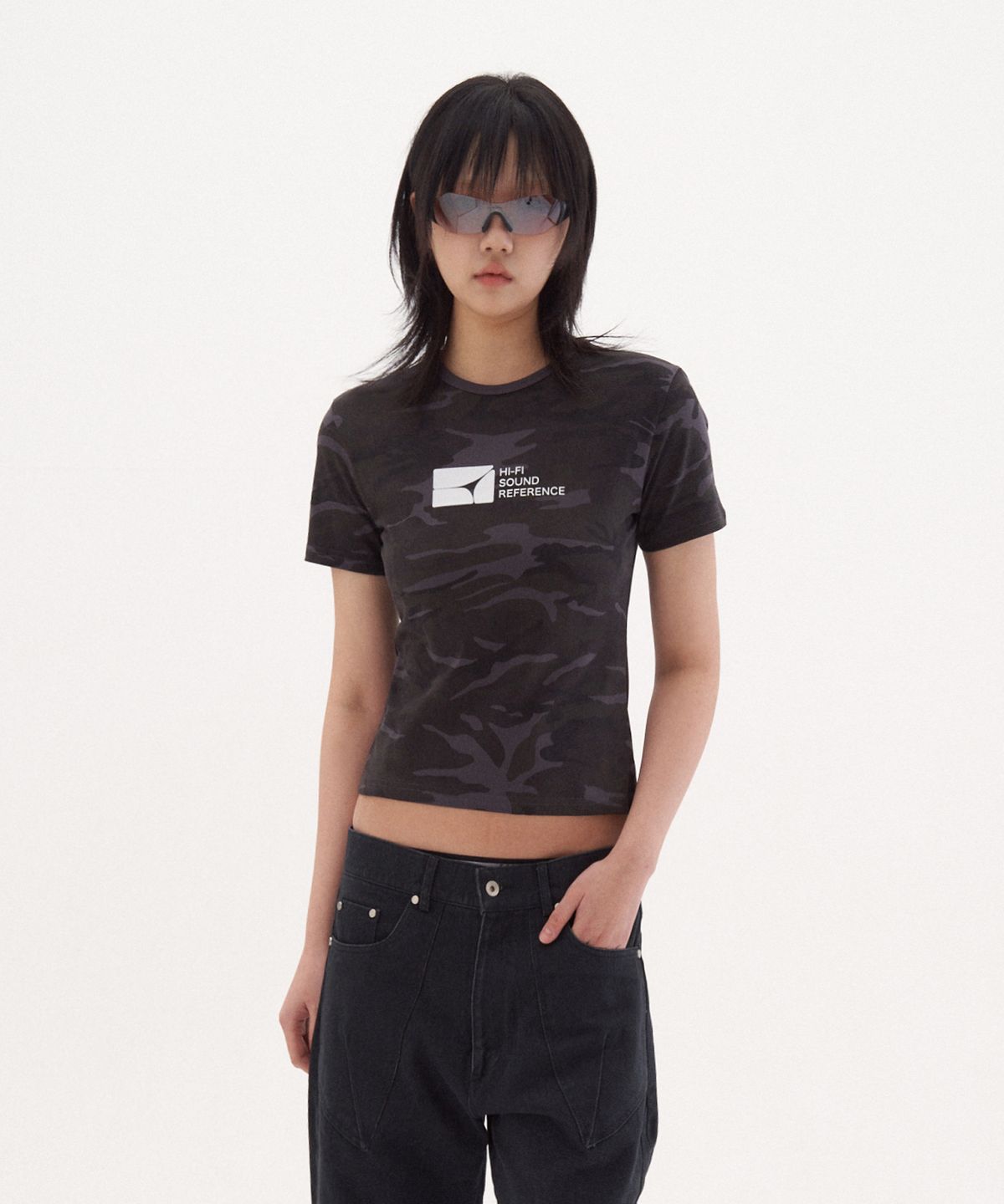 하이파이 사운드 레퍼런스(HIFI SOUND REFERENCE) 카모 심볼 티셔츠, 챠콜