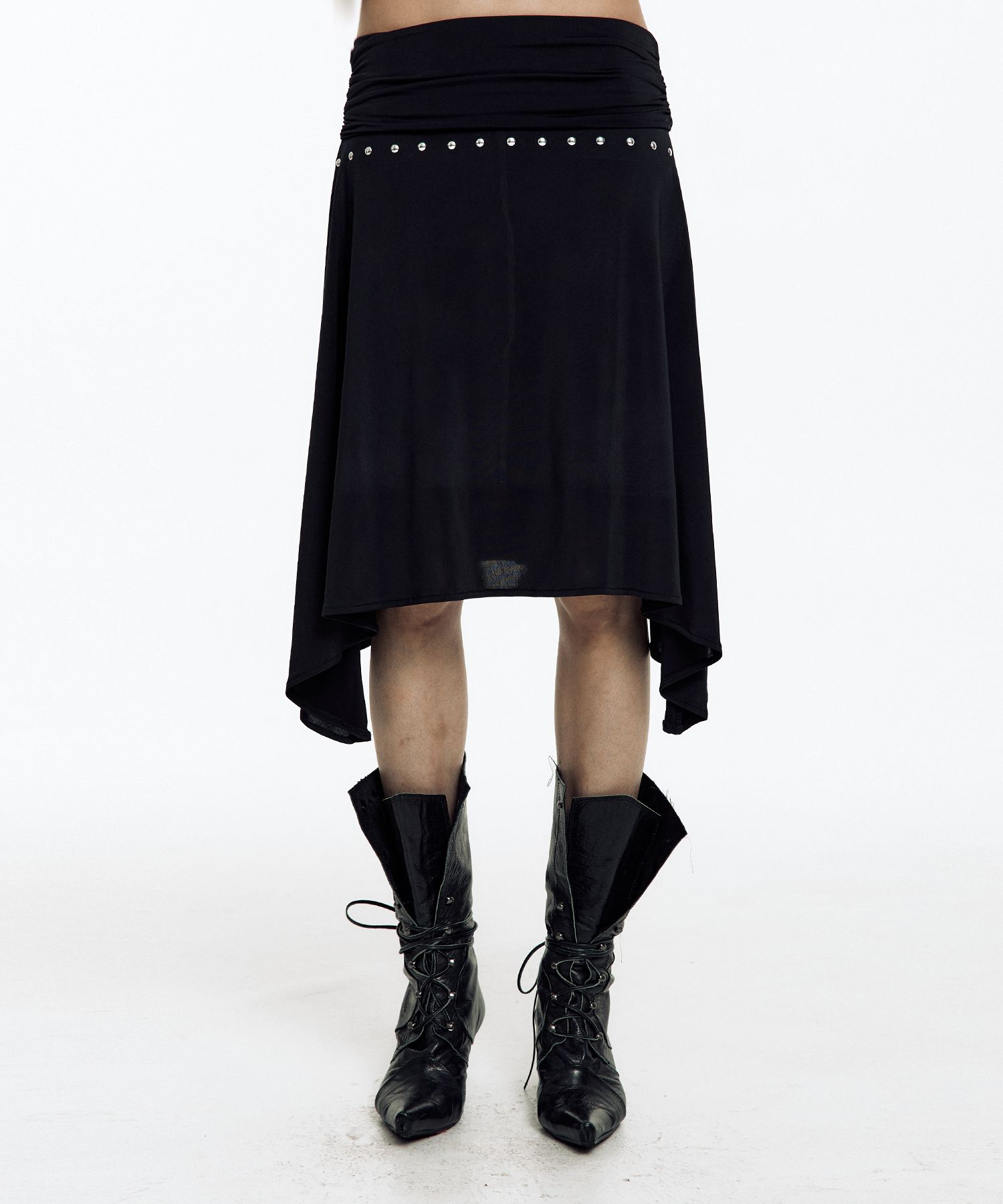 ★KASHIKO★STUD DRAPE FLARE SKIRT MUSINSA | KASHIKO Stud Drape Flare Skirt Black