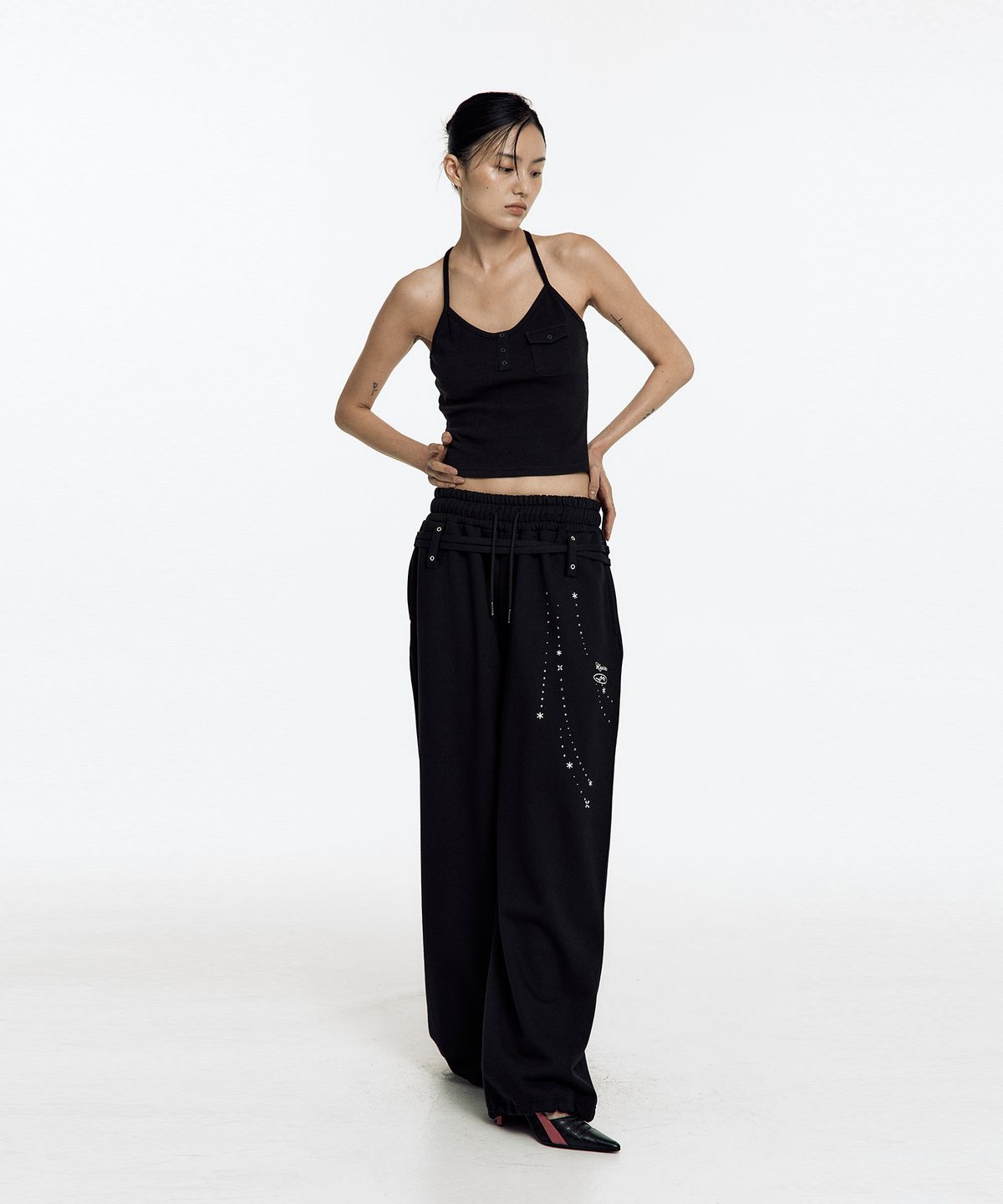 카시코(KASHIKO) Zenu Belt Sweat Pants Black