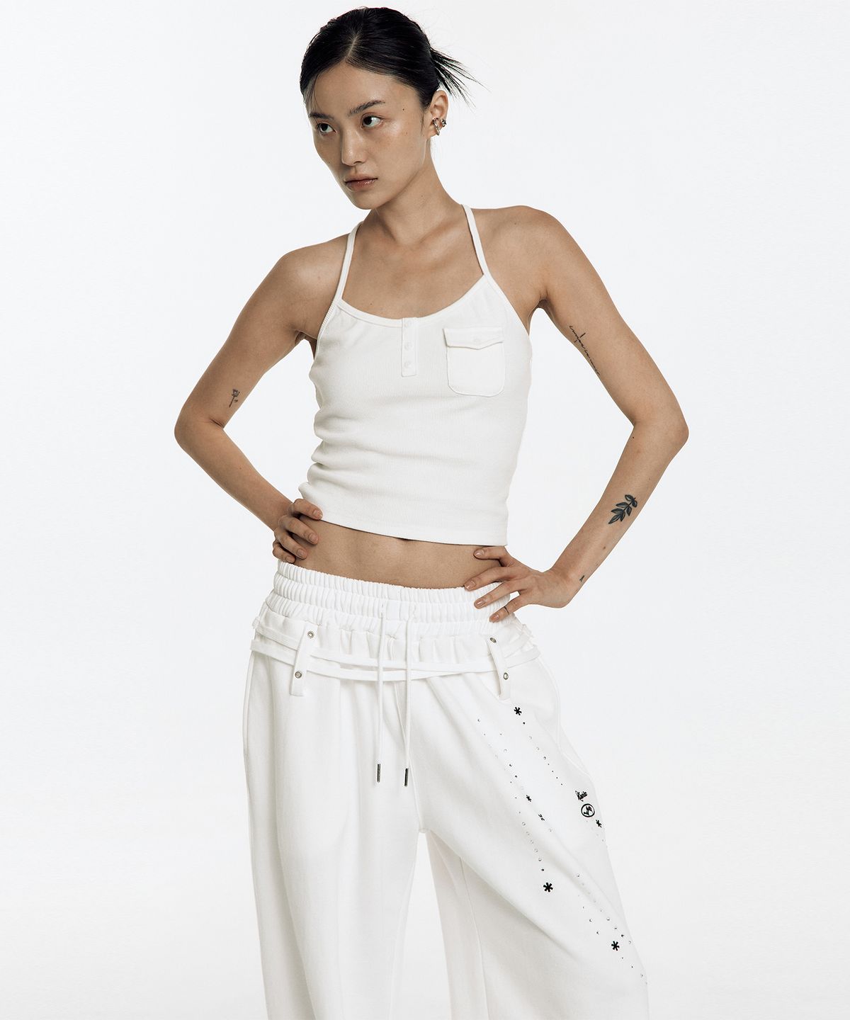 카시코(KASHIKO) Zenu Pocket Hotfix Top White