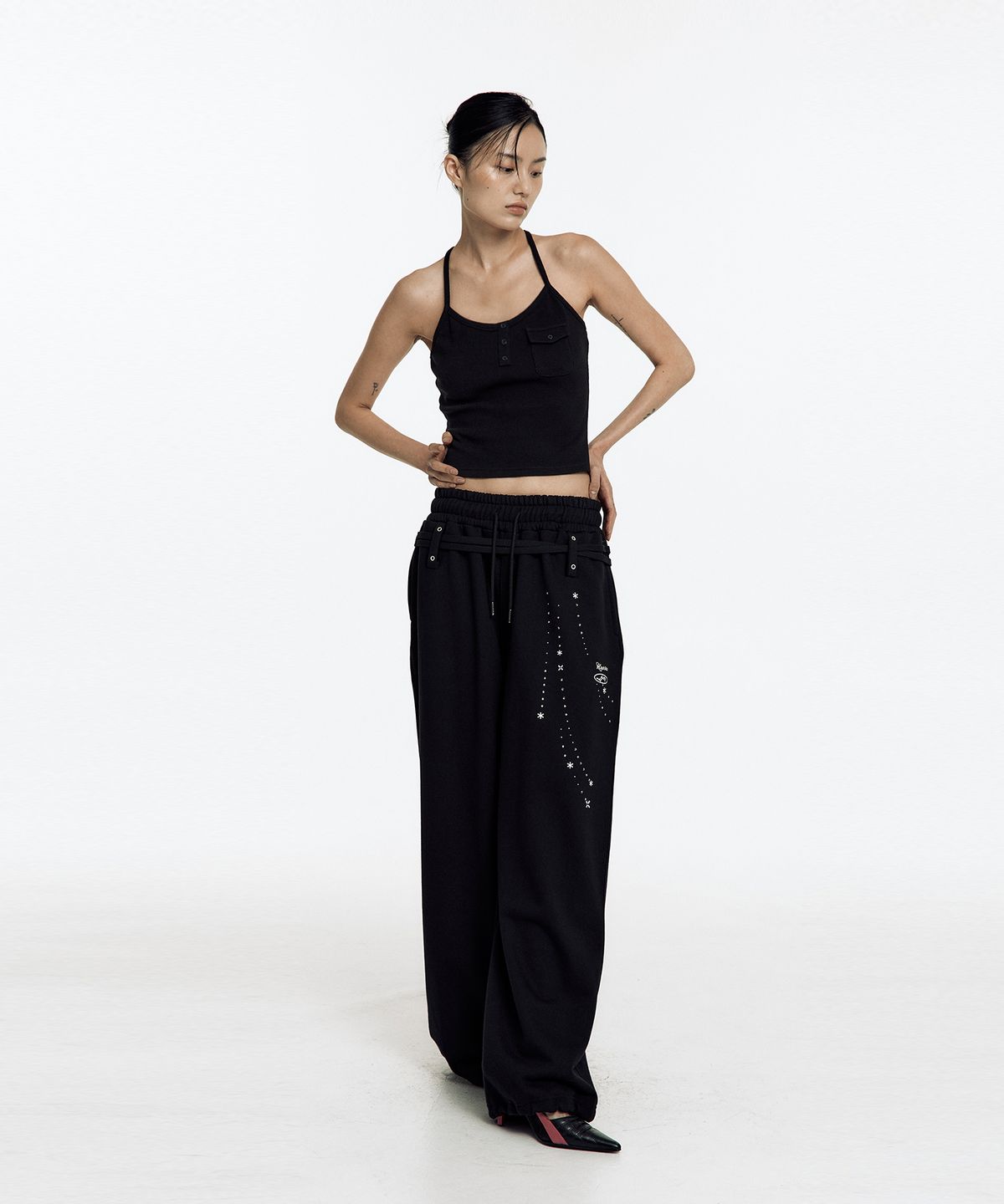 카시코(KASHIKO) Zenu Pocket Hotfix Top Black