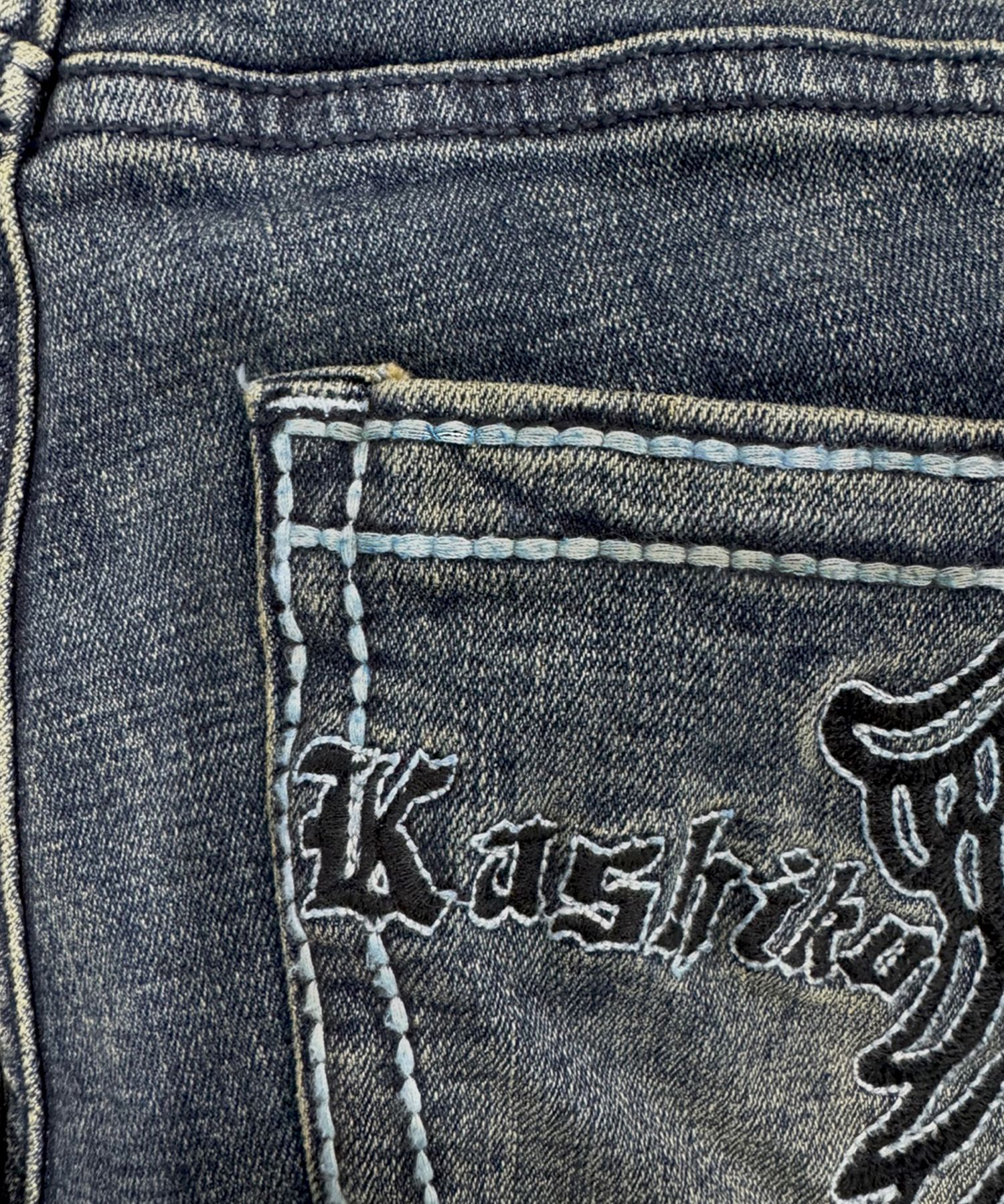 MUSINSA | KASHIKO Lowrise Boots Cut Denim Pants Blue