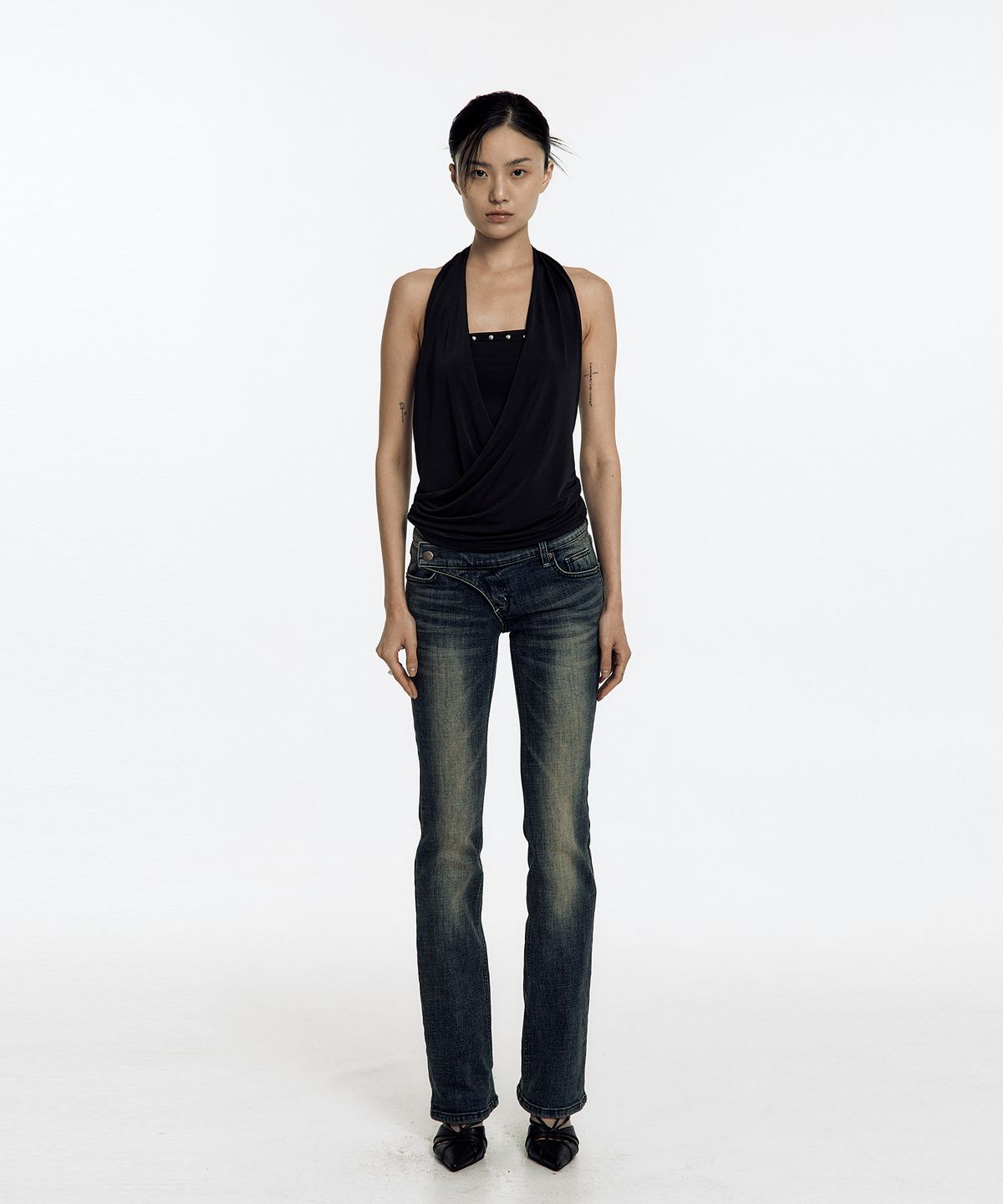 카시코(KASHIKO) Lowrise Boots Cut Denim Pants Blue