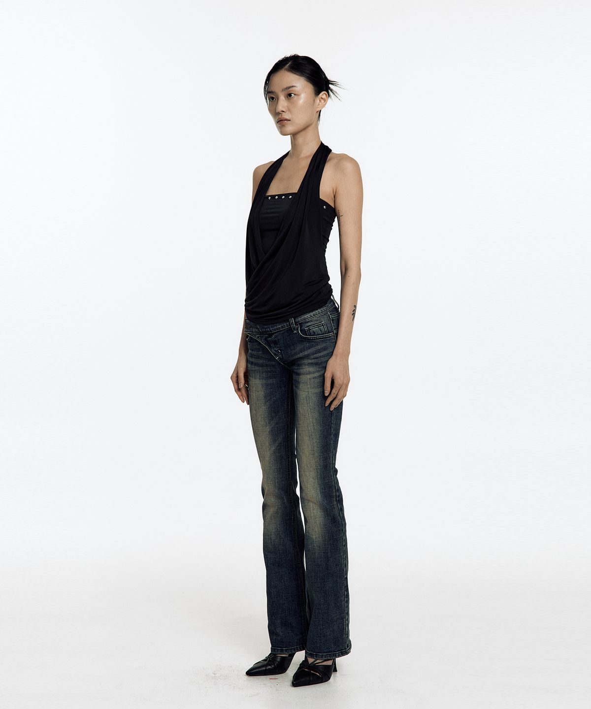 카시코(KASHIKO) Lowrise Boots Cut Denim Pants Blue