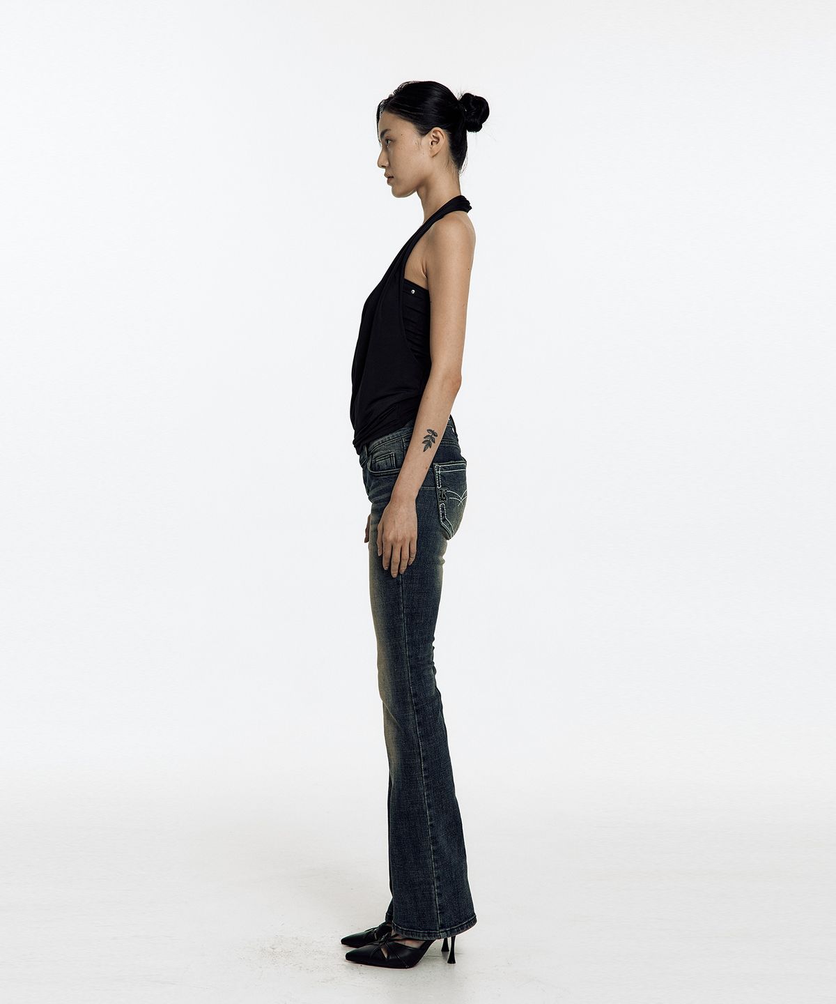 카시코(KASHIKO) Lowrise Boots Cut Denim Pants Blue
