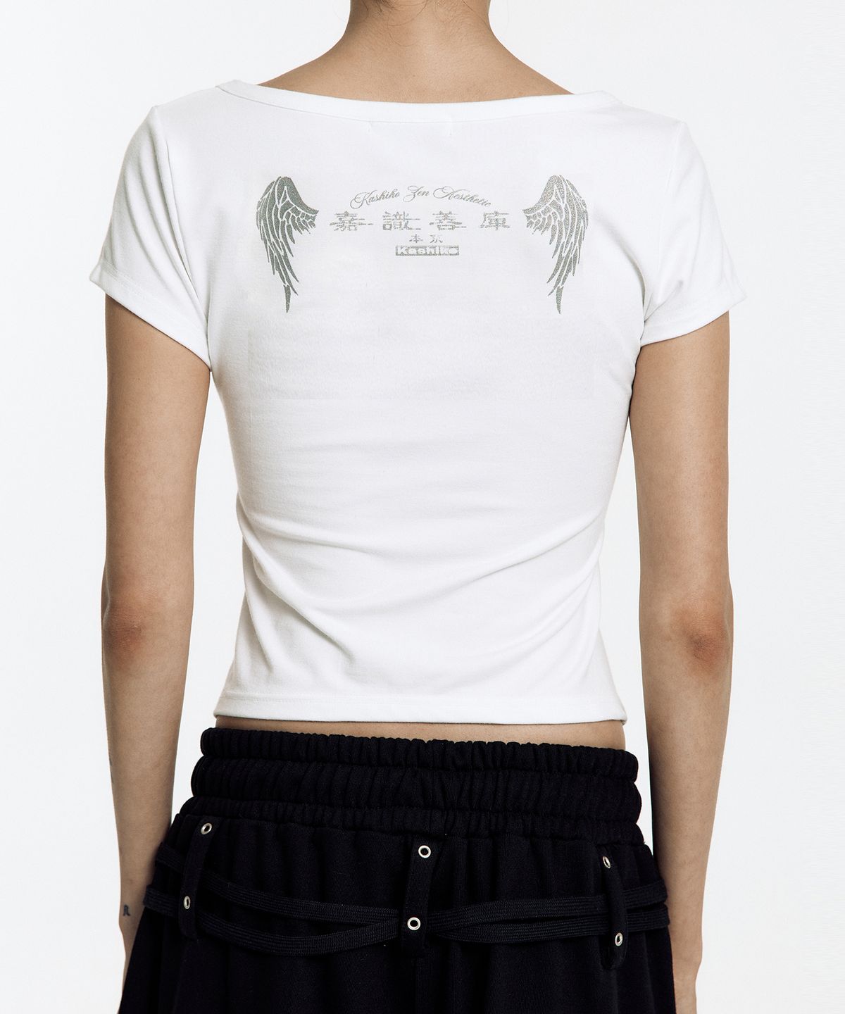 카시코(KASHIKO) Zen Button Henley Neck Top White