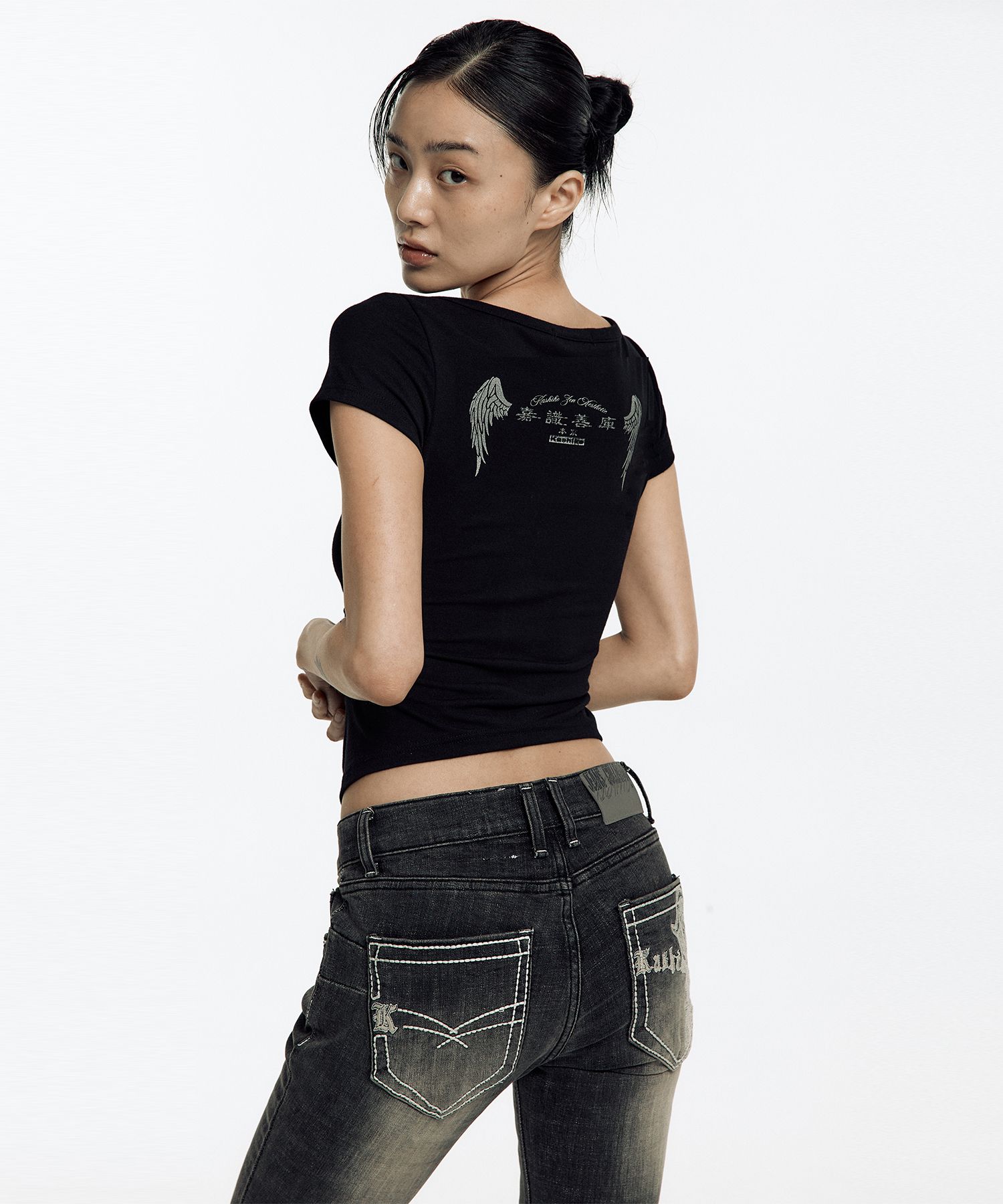 【Kashiko】Zen Button Henley Neck Top MUSINSA | KASHIKO Zen Button Henley Neck Top Black