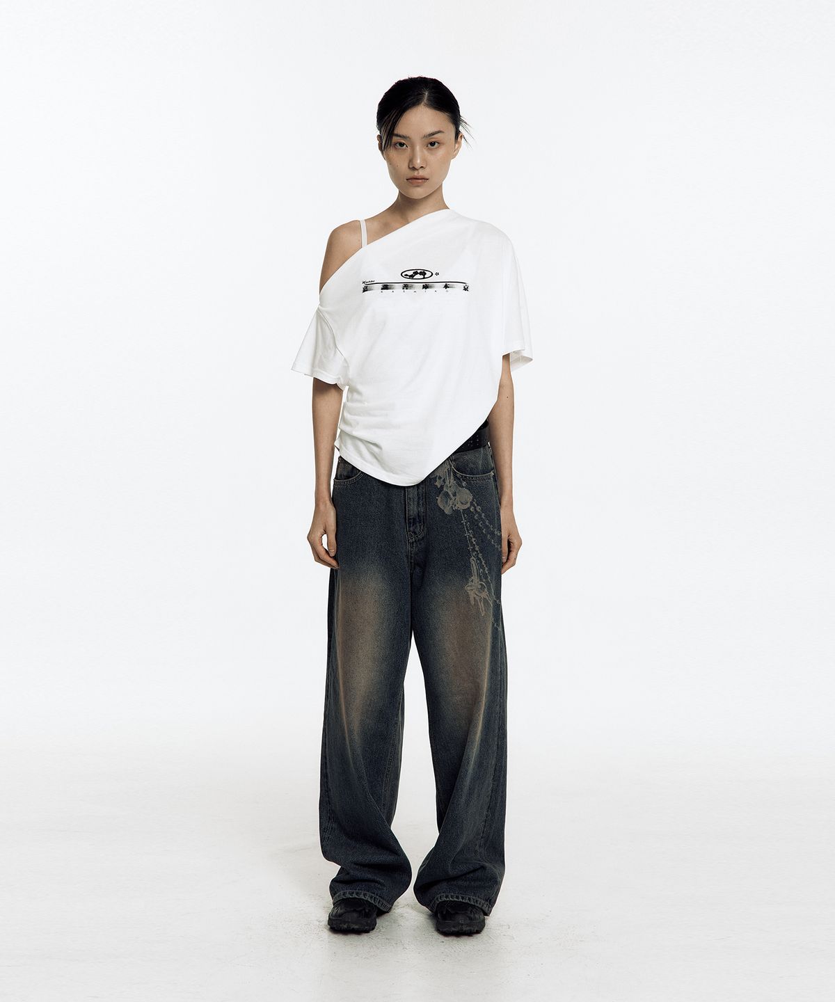 카시코(KASHIKO) Zen One Shoulder Top White