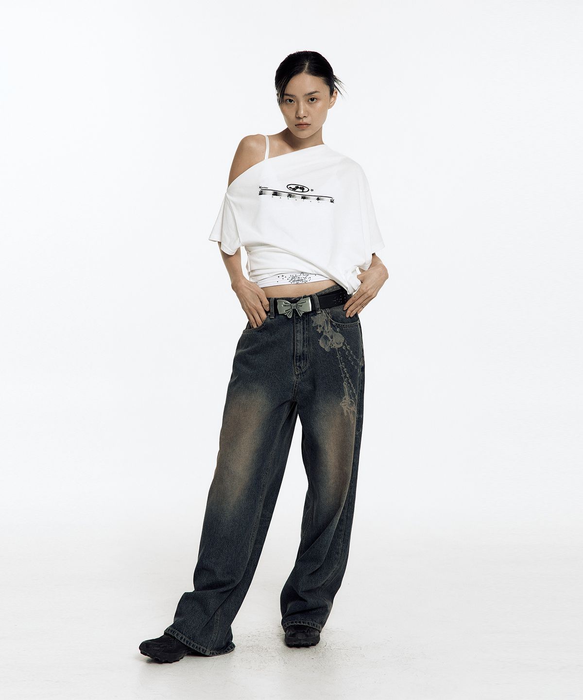 카시코(KASHIKO) Zen One Shoulder Top White