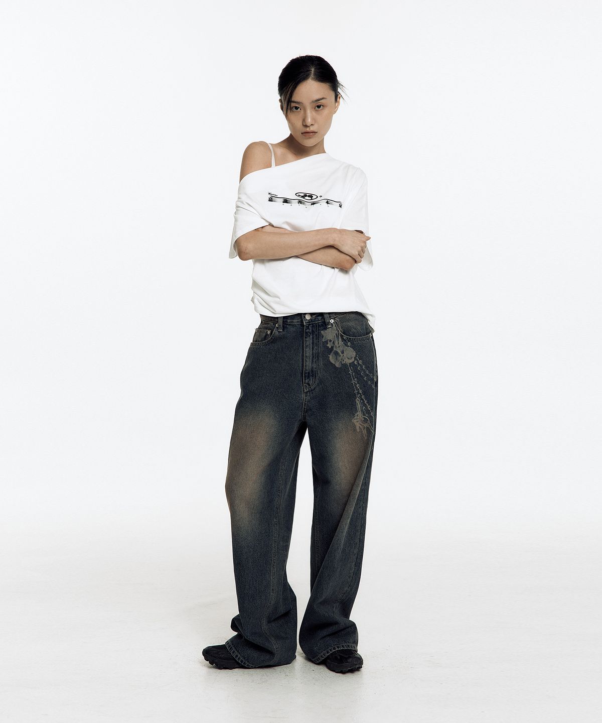 카시코(KASHIKO) Zen One Shoulder Top White