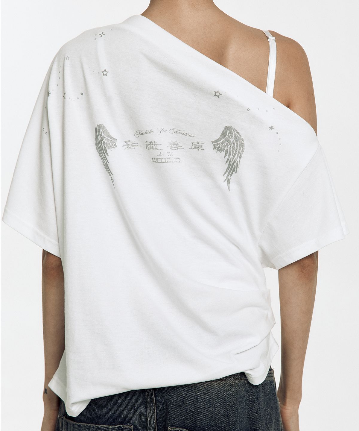 카시코(KASHIKO) Zen One Shoulder Top White