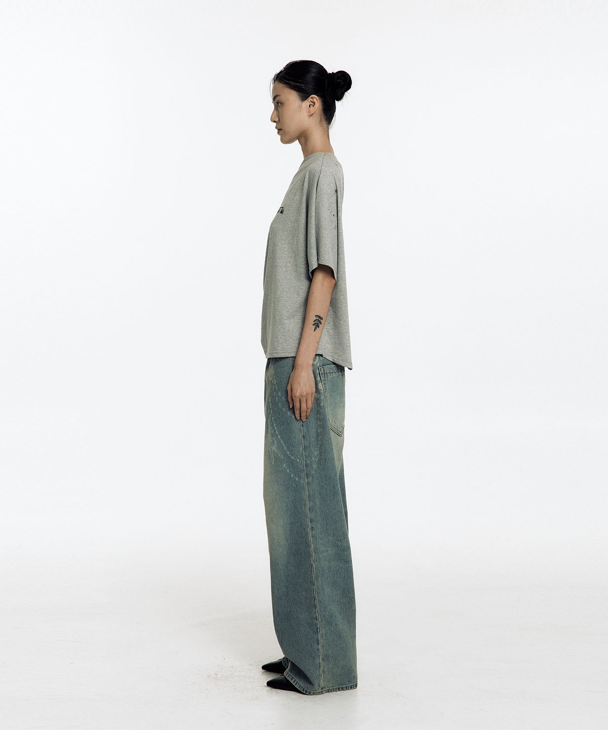 카시코(KASHIKO) Zen One Shoulder Top Gray