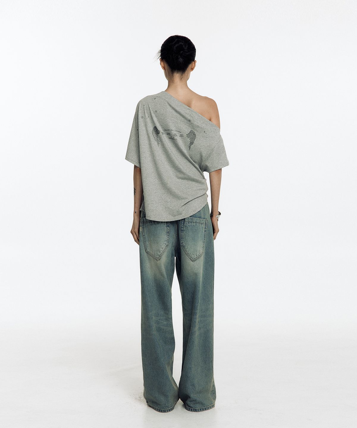 카시코(KASHIKO) Zen One Shoulder Top Gray