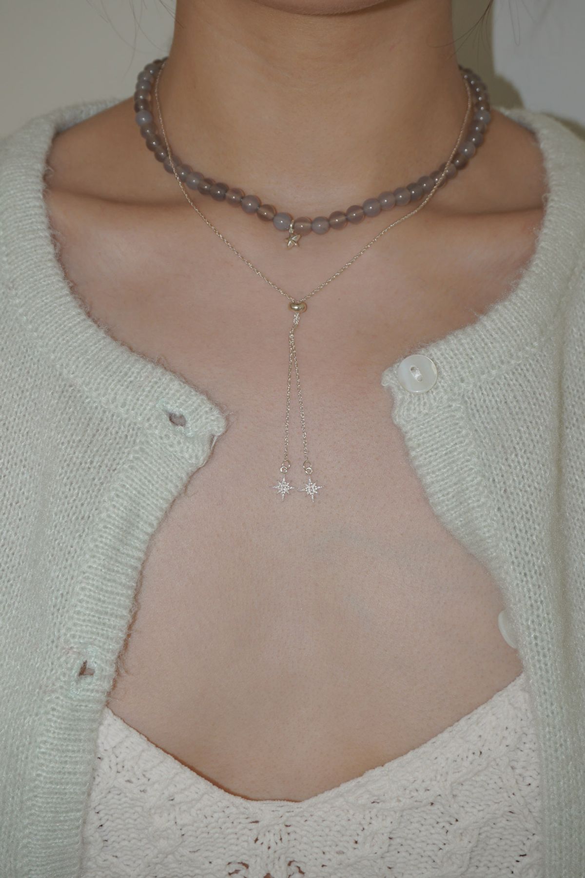 페어오브러브(PAIR OF LOVE) [925SILVER]TWO STARLIGHT NECKLACE
