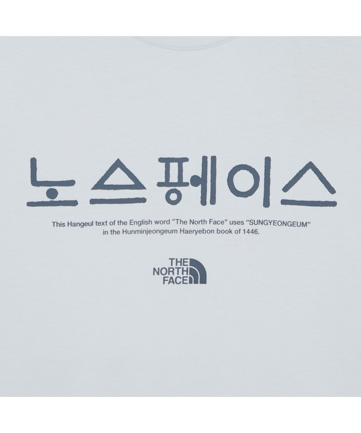 노스페이스(THE NORTH FACE) NT7UR59F TNF 한글 반팔 라운드티_LIGHT BLUE