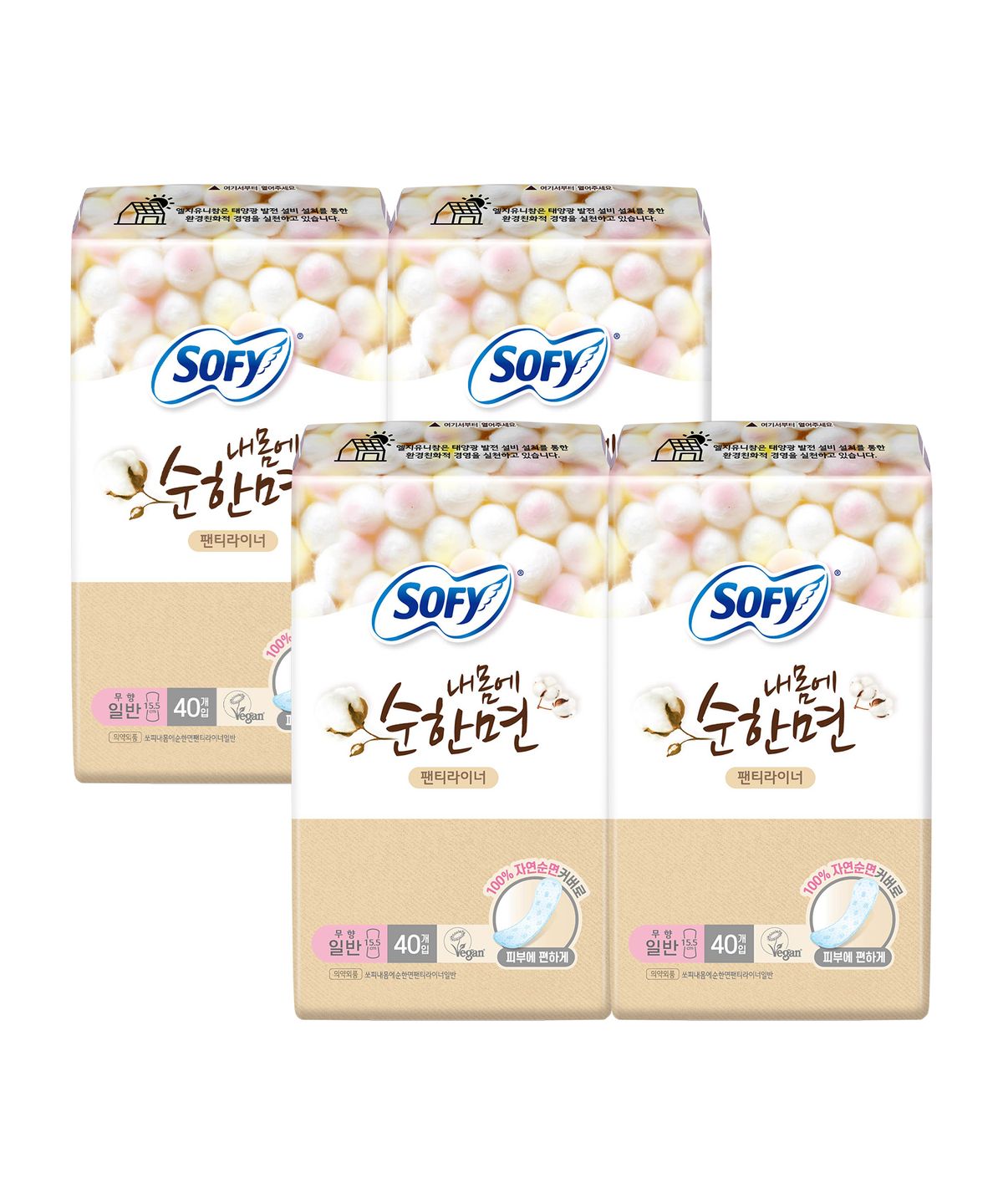쏘피(SOFY) 순한면 라이너 x 4팩 (일반/롱)
