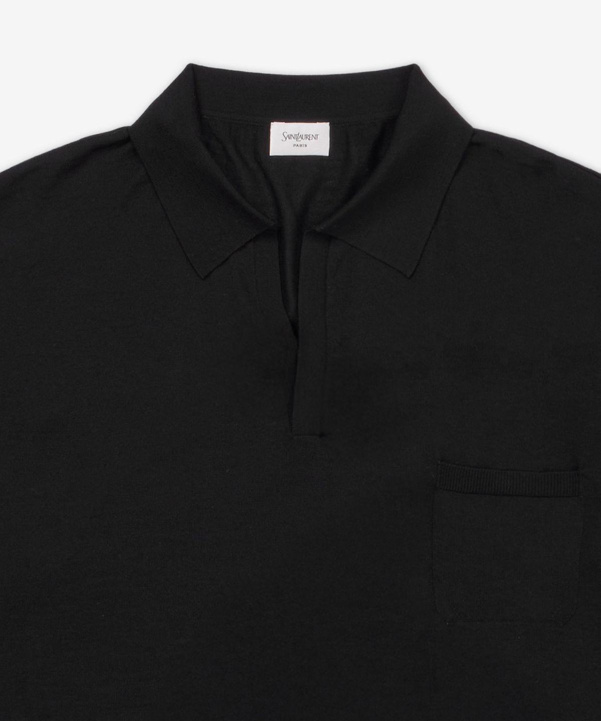 생로랑(SAINT LAURENT) 울 폴로 반소매 니트 - 블랙 / 821733Y77AS1000